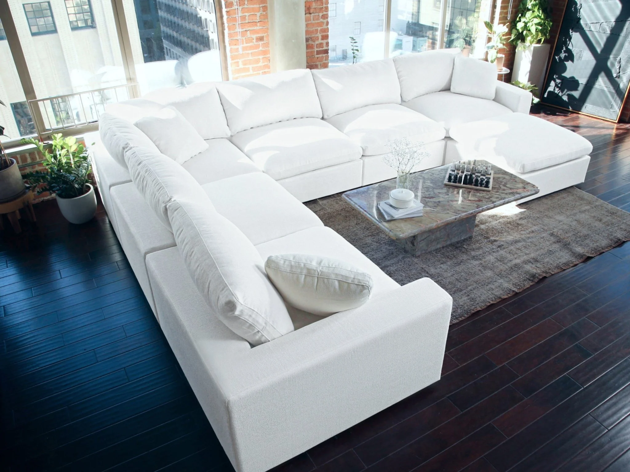 9-Seat Modular U-Sectional with Double Ottoman