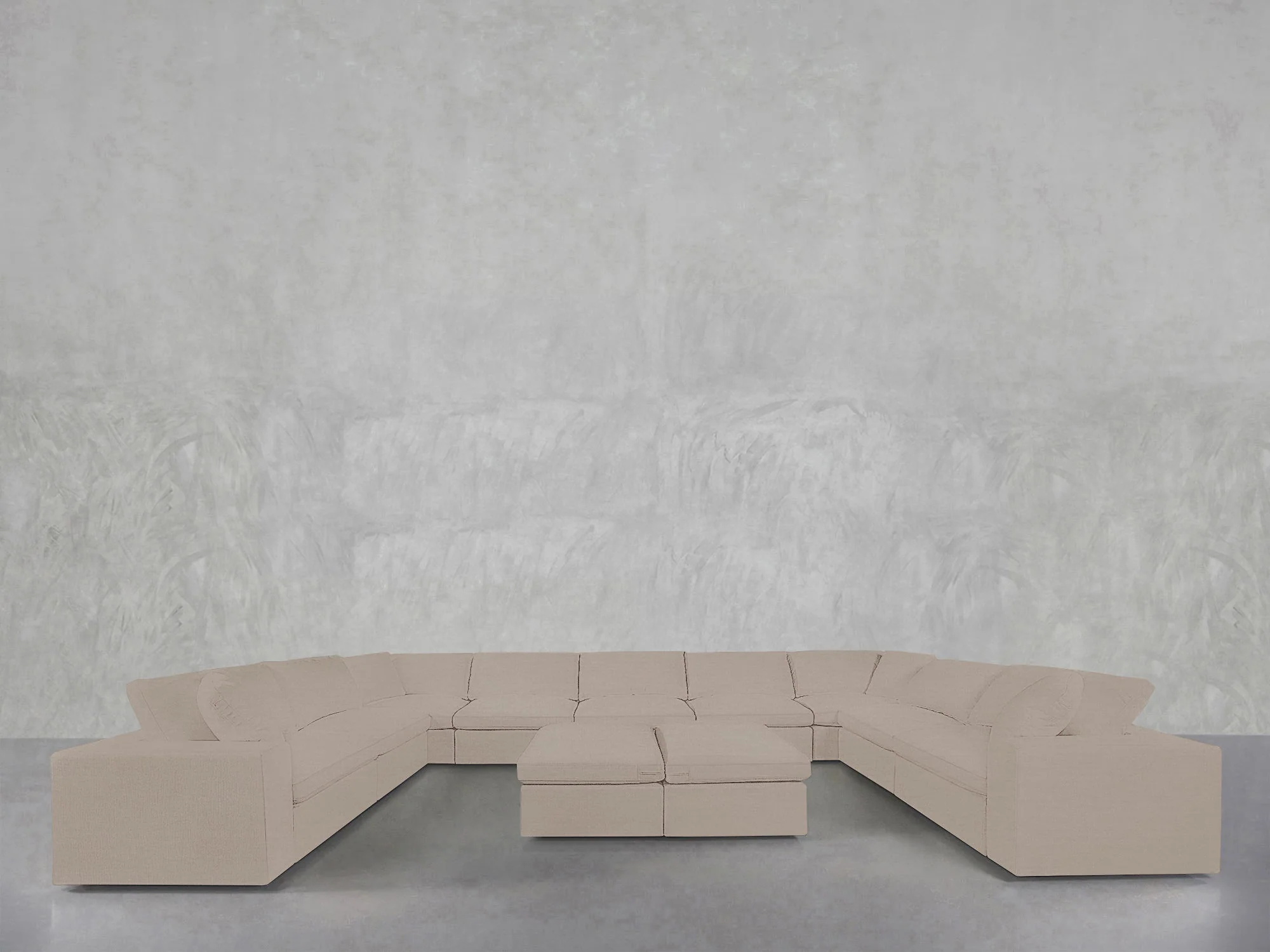 9-Seat Modular U-Sectional with Double Ottoman