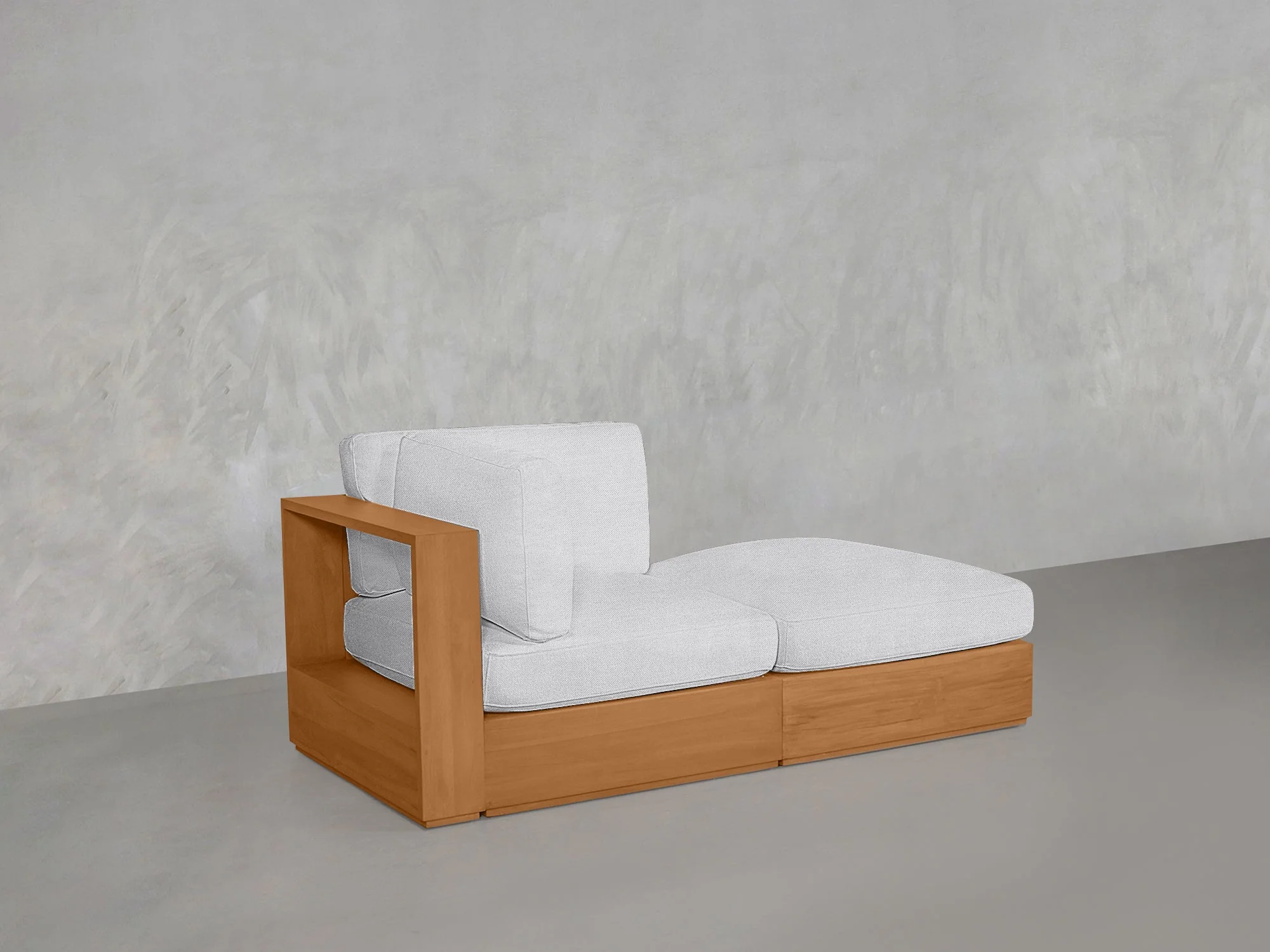2-Seat Modular Lounger Loveseat Teak Outdoor