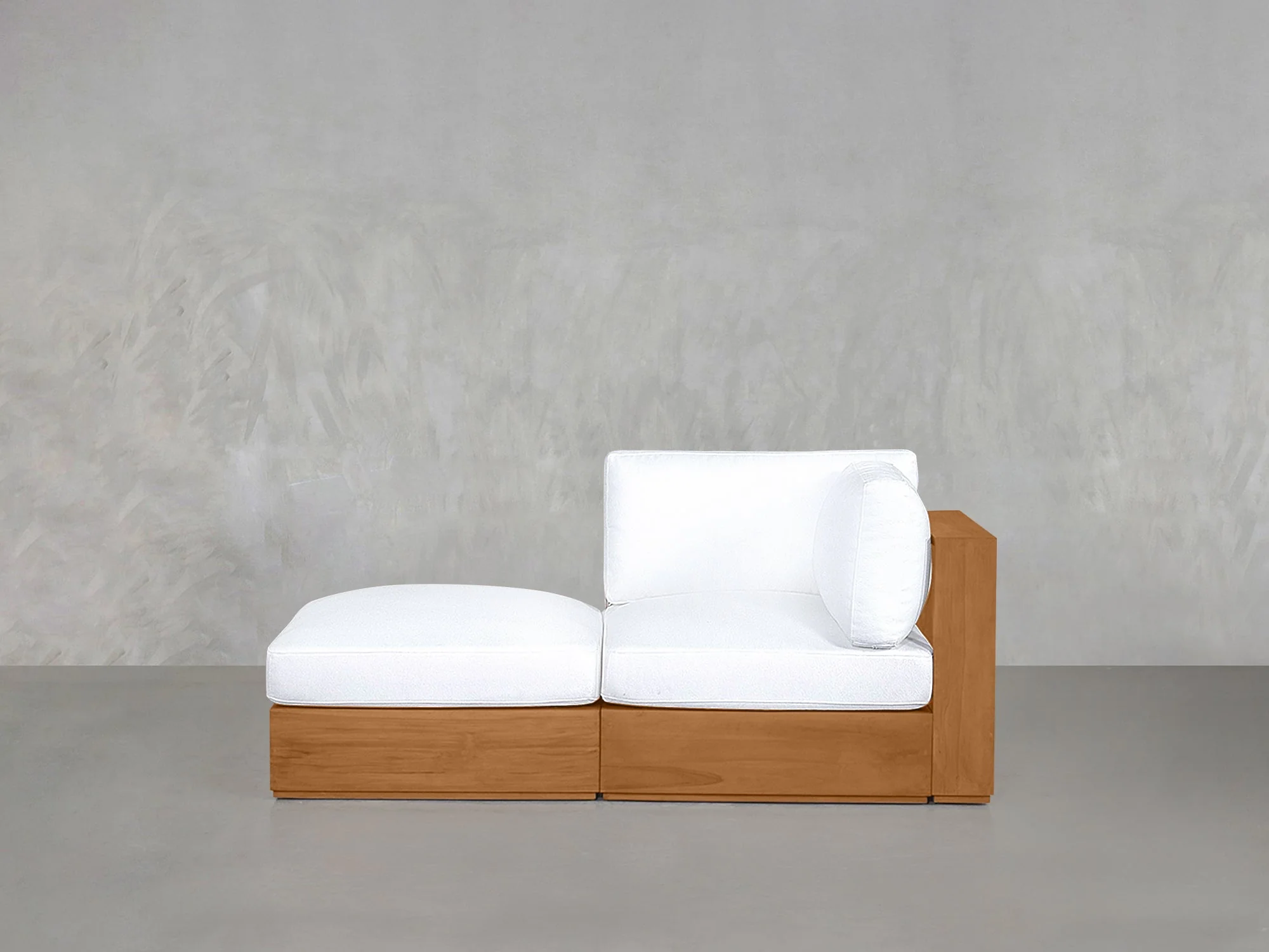 2-Seat Modular Lounger Loveseat Teak Outdoor