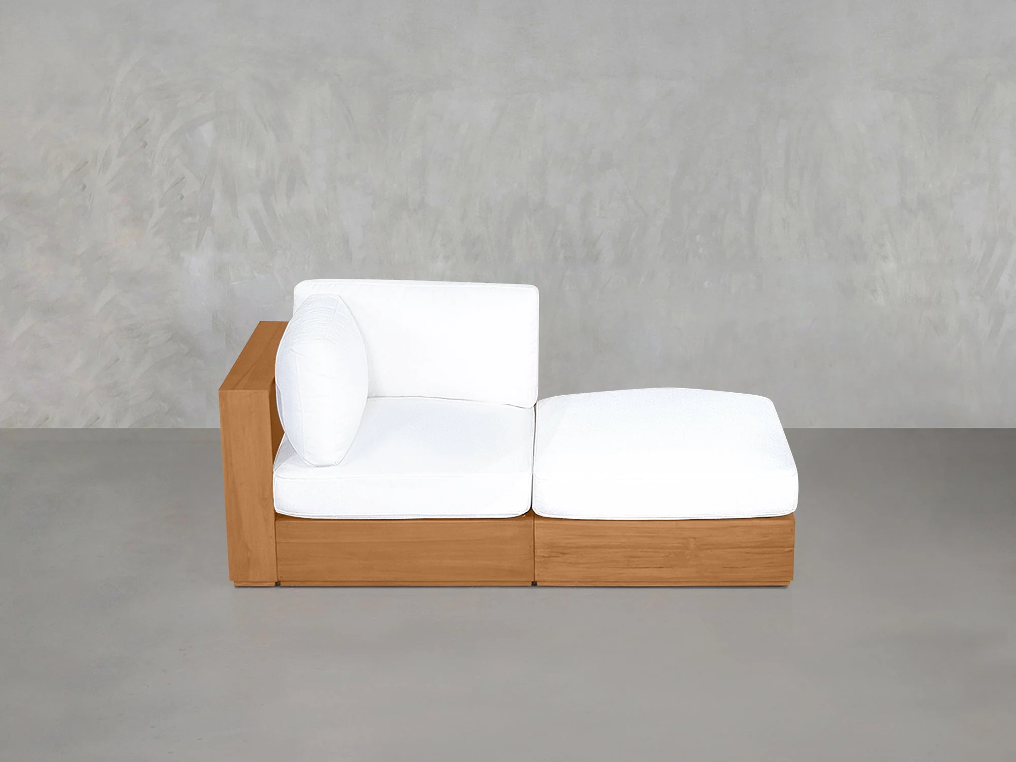 2-Seat Modular Lounger Loveseat Teak Outdoor