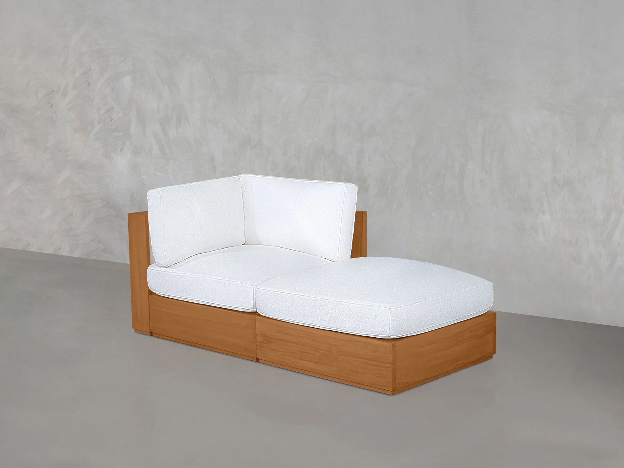 2-Seat Modular Lounger Loveseat Teak Outdoor