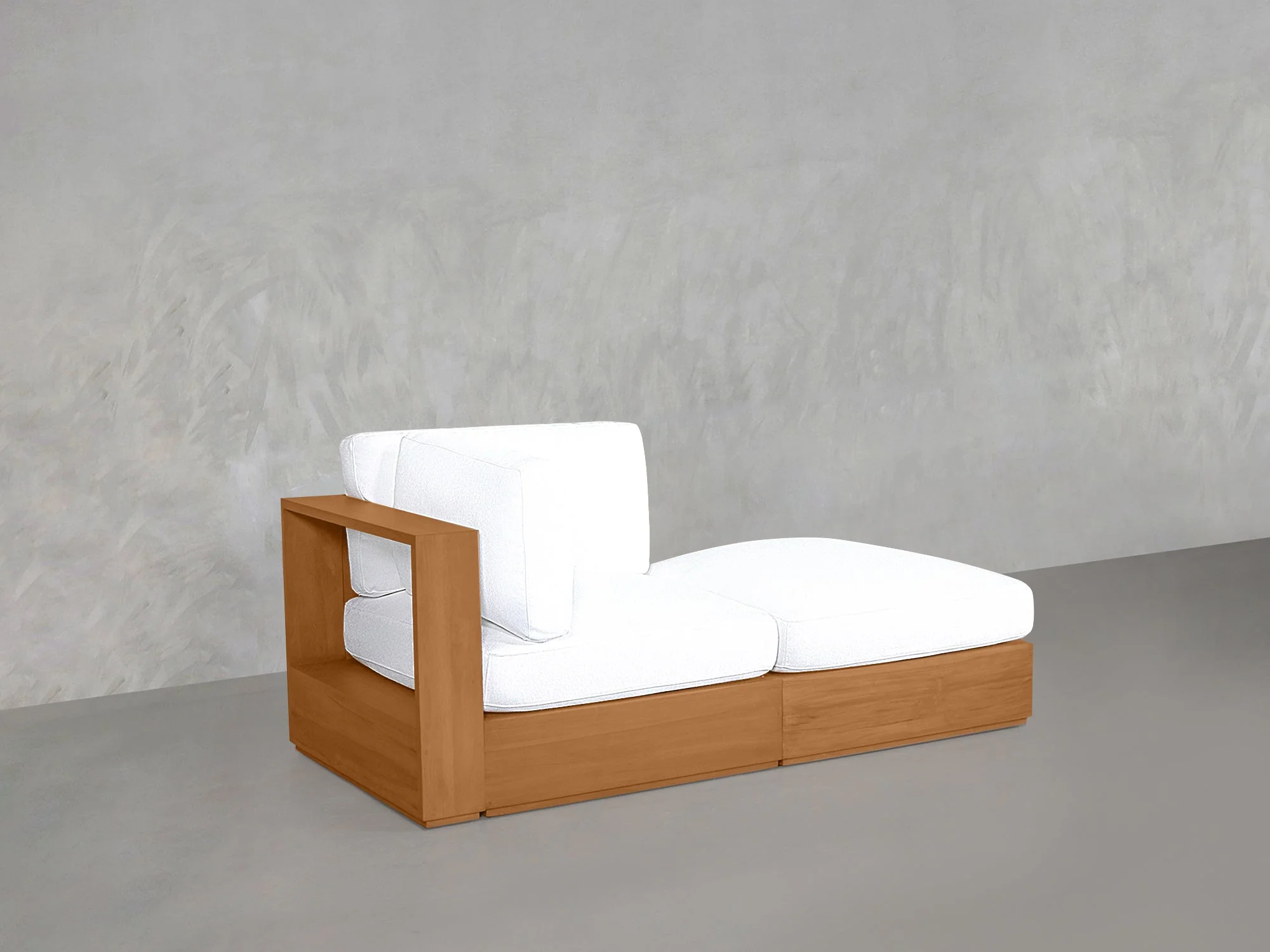 2-Seat Modular Lounger Loveseat Teak Outdoor