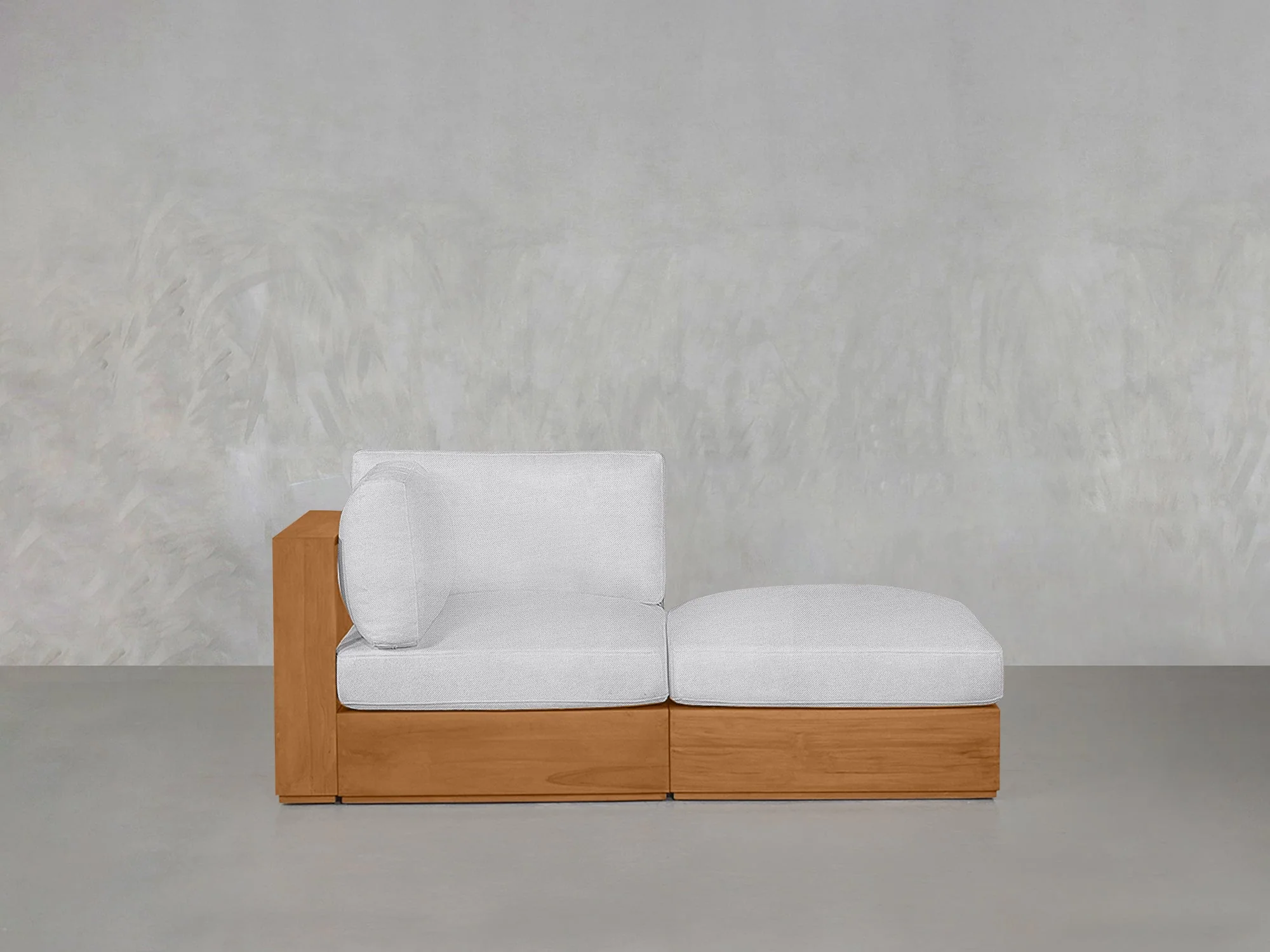2-Seat Modular Lounger Loveseat Teak Outdoor