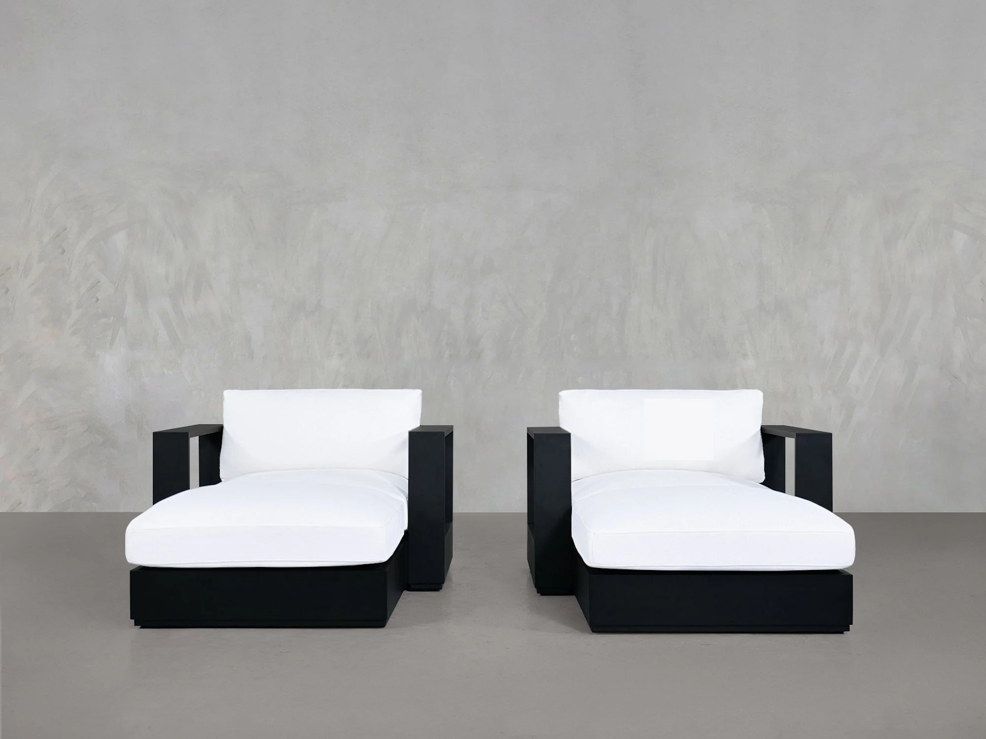 Double Armchairs with Ottoman Aluminum Outdoor