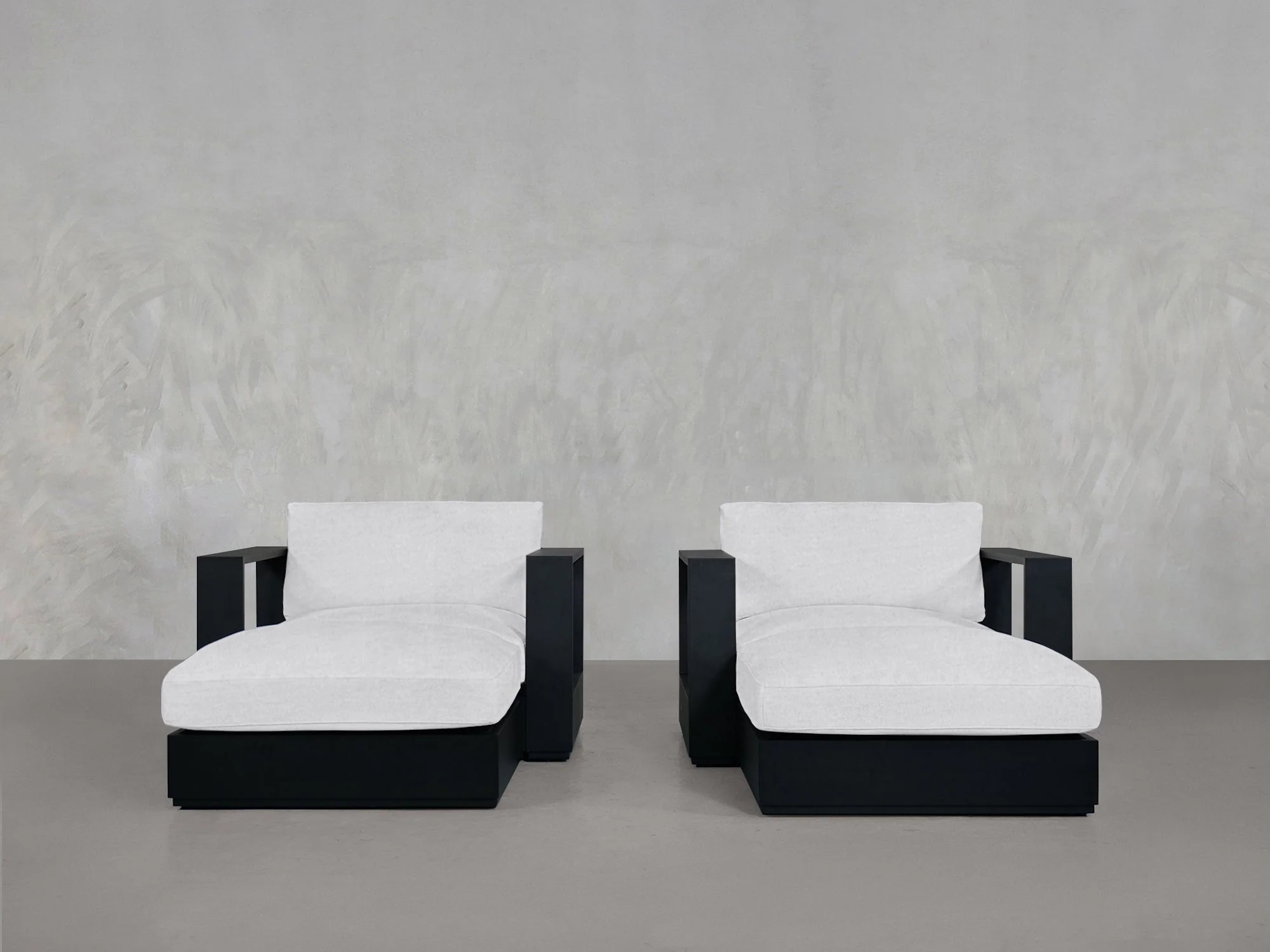 Double Armchairs with Ottoman Aluminum Outdoor