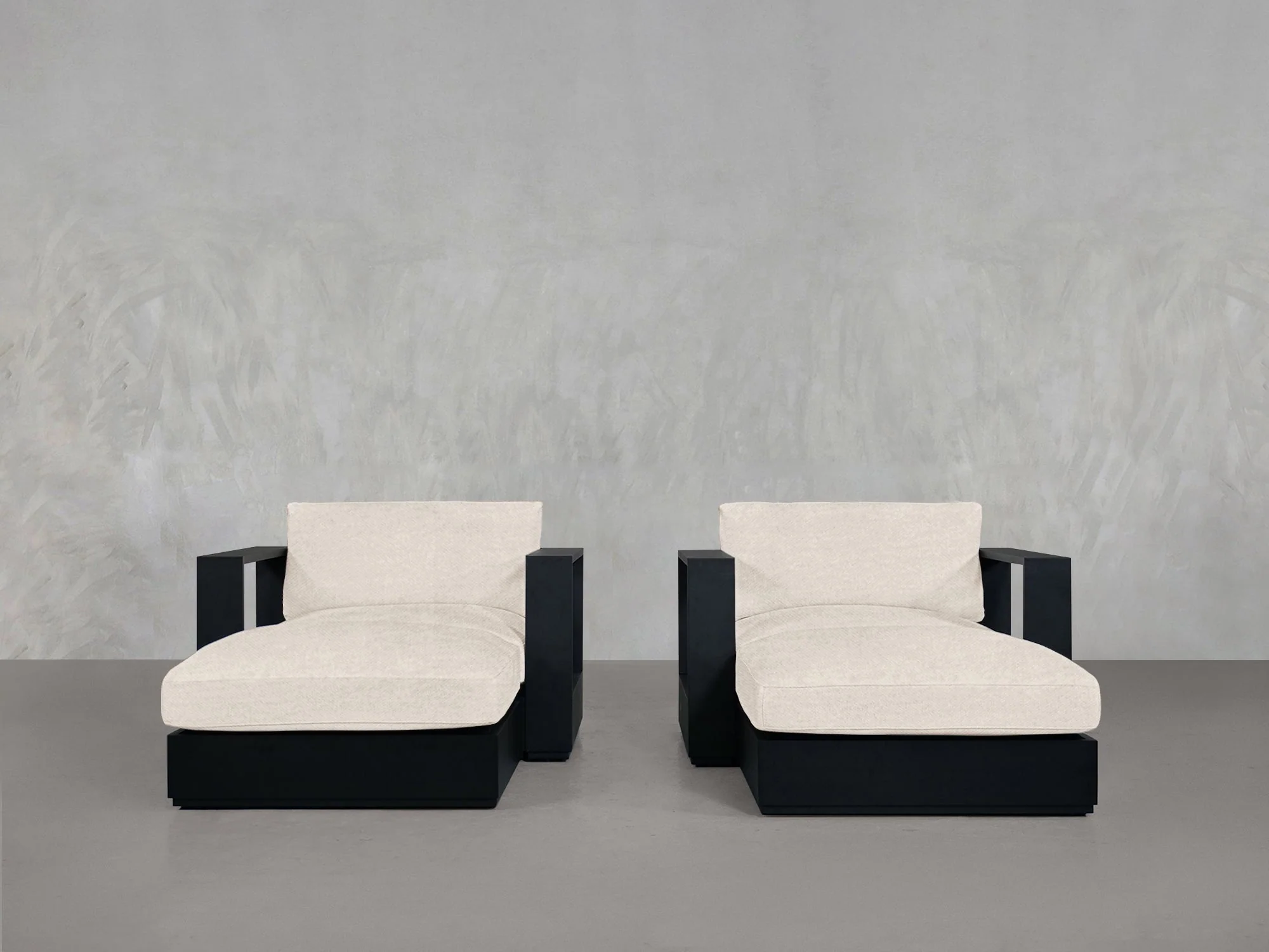 Double Armchairs with Ottoman Aluminum Outdoor