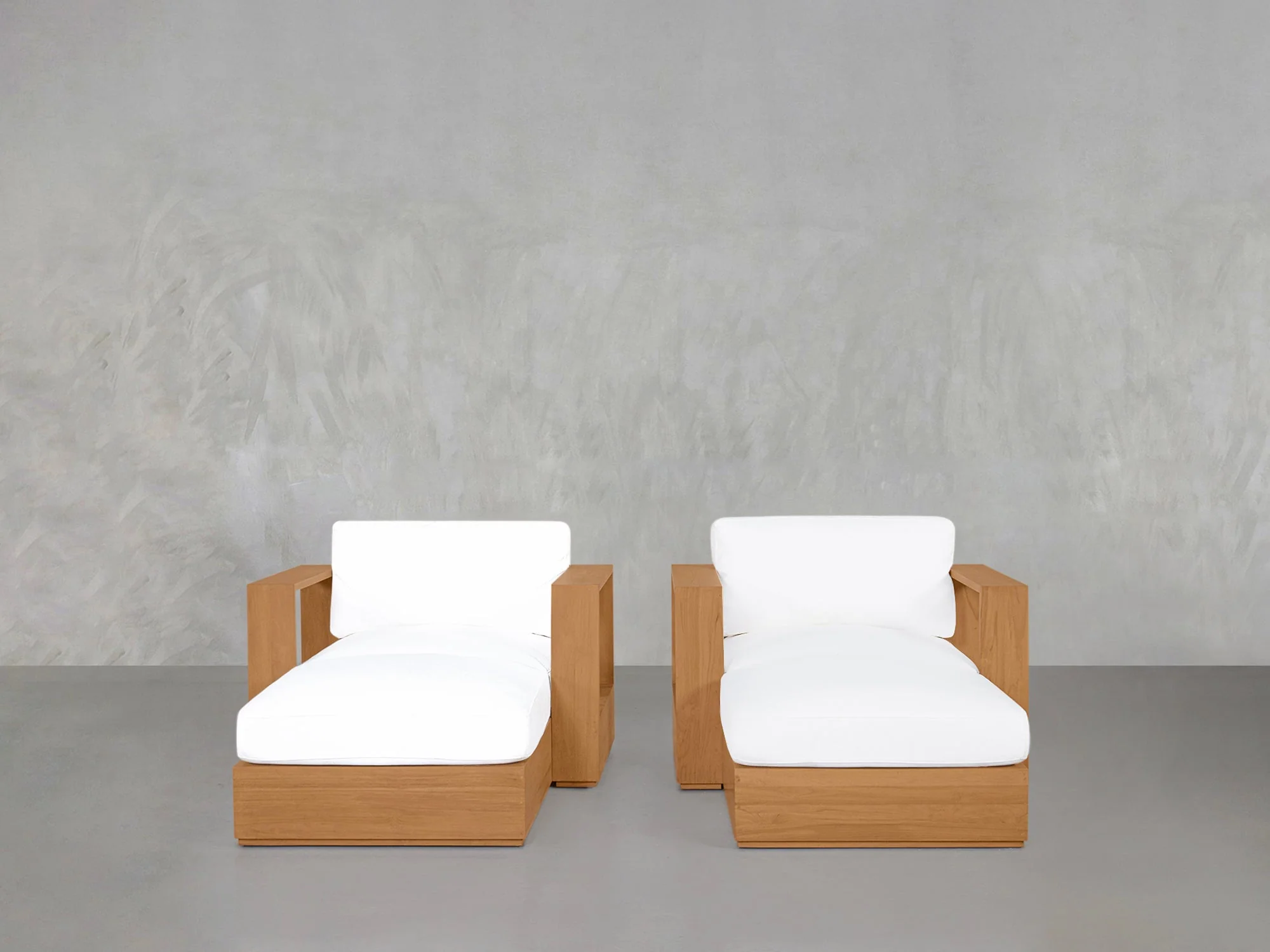 Double Armchairs with Ottomans Teak Outdoor