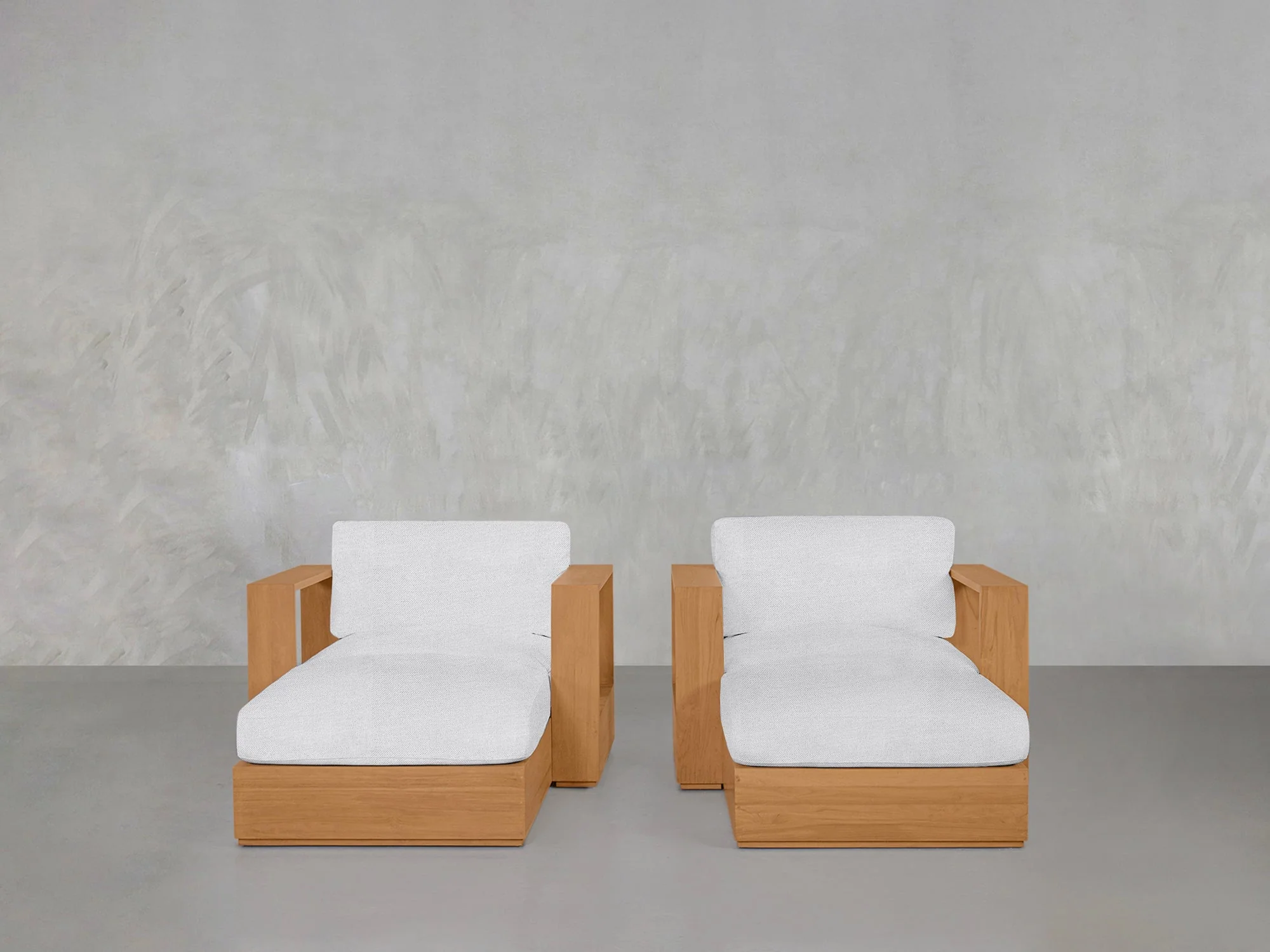 Double Armchairs with Ottomans Teak Outdoor