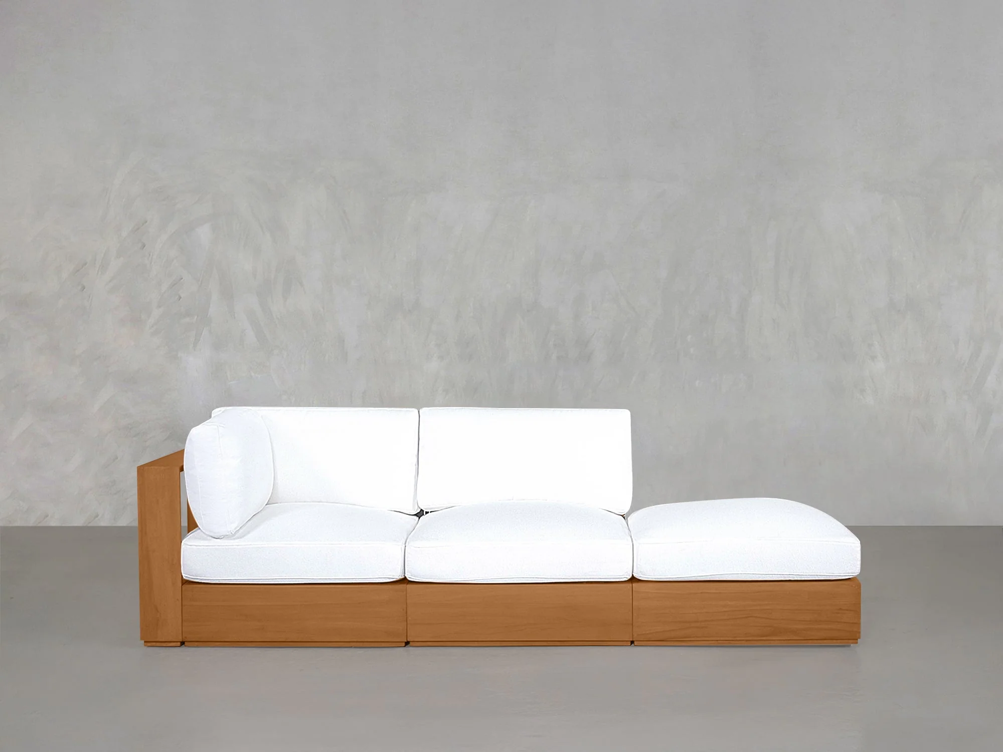 3-Seat Modular Lounger Sofa Teak Outdoor
