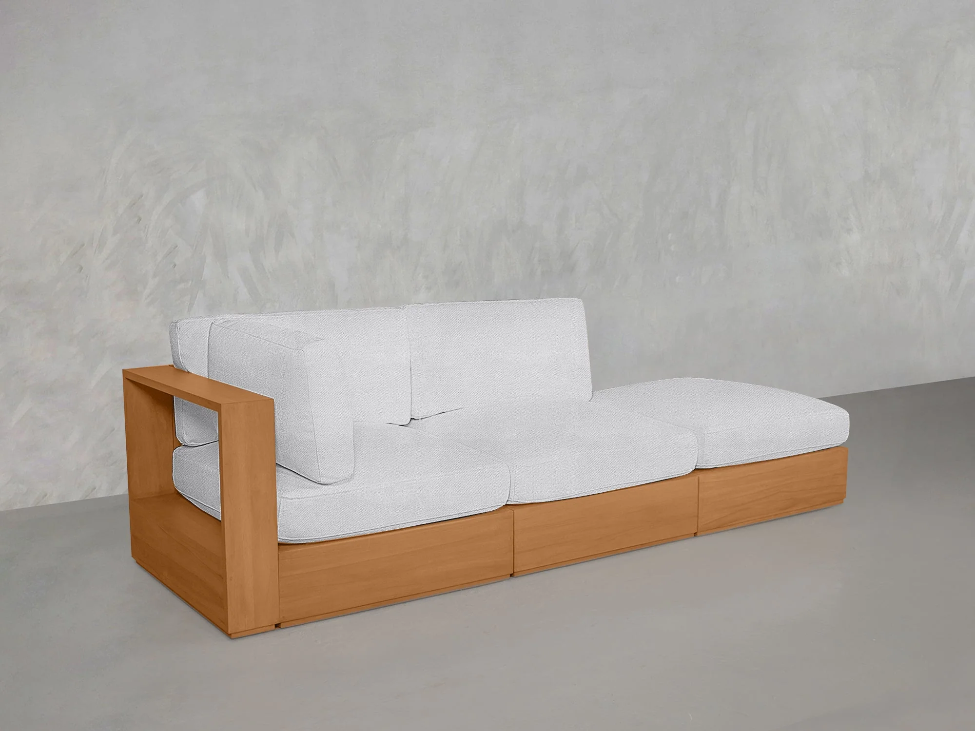 3-Seat Modular Lounger Sofa Teak Outdoor