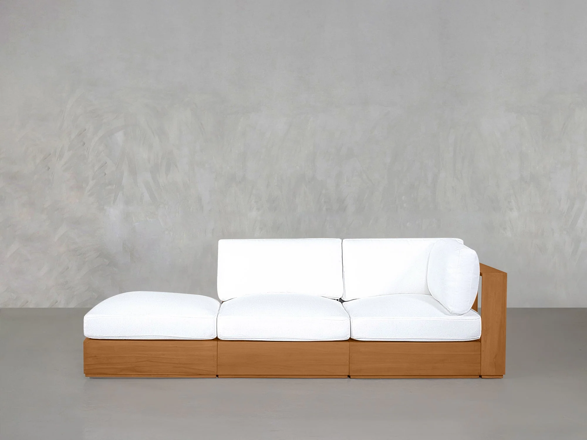 3-Seat Modular Lounger Sofa Teak Outdoor