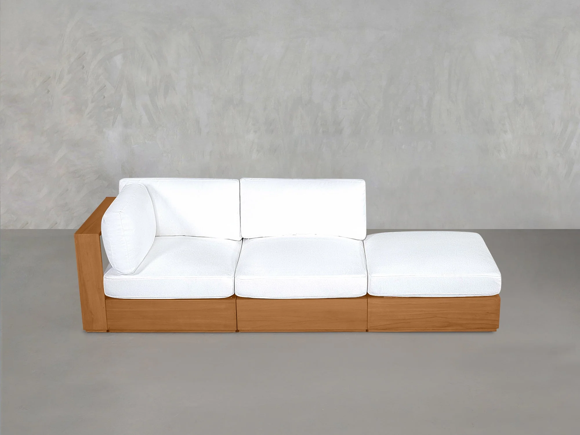 3-Seat Modular Lounger Sofa Teak Outdoor