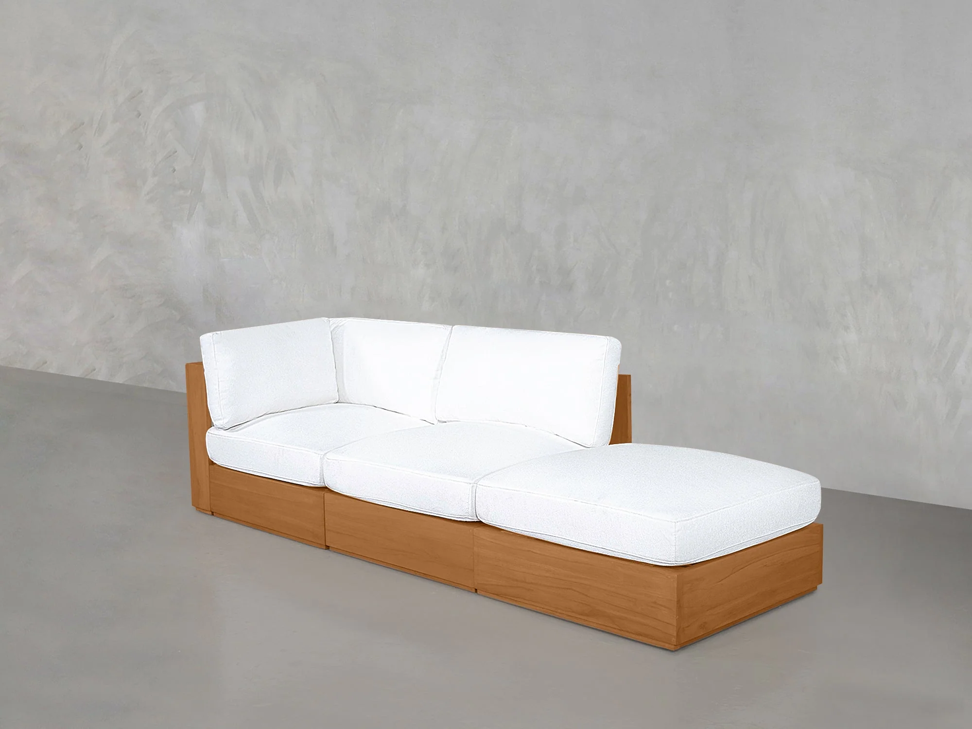 3-Seat Modular Lounger Sofa Teak Outdoor