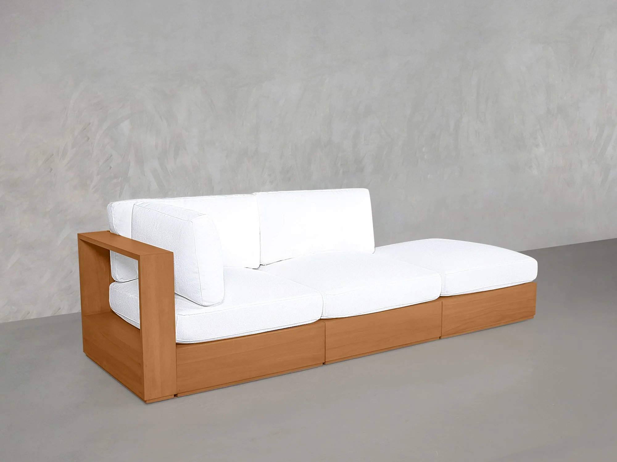 3-Seat Modular Lounger Sofa Teak Outdoor