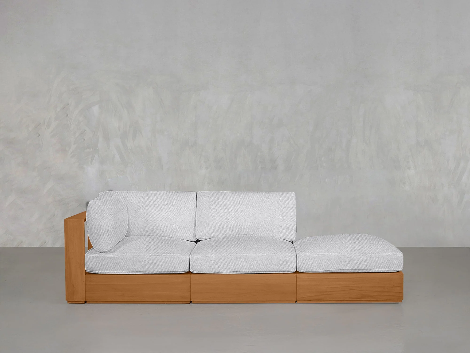 3-Seat Modular Lounger Sofa Teak Outdoor