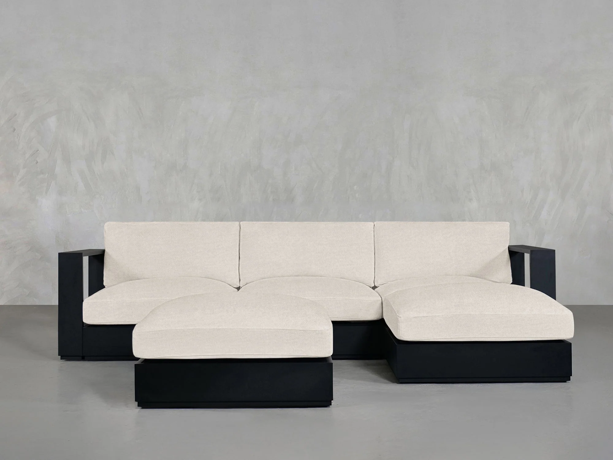 4-Seat Modular Chaise Sectional with Ottoman Aluminum Outdoor