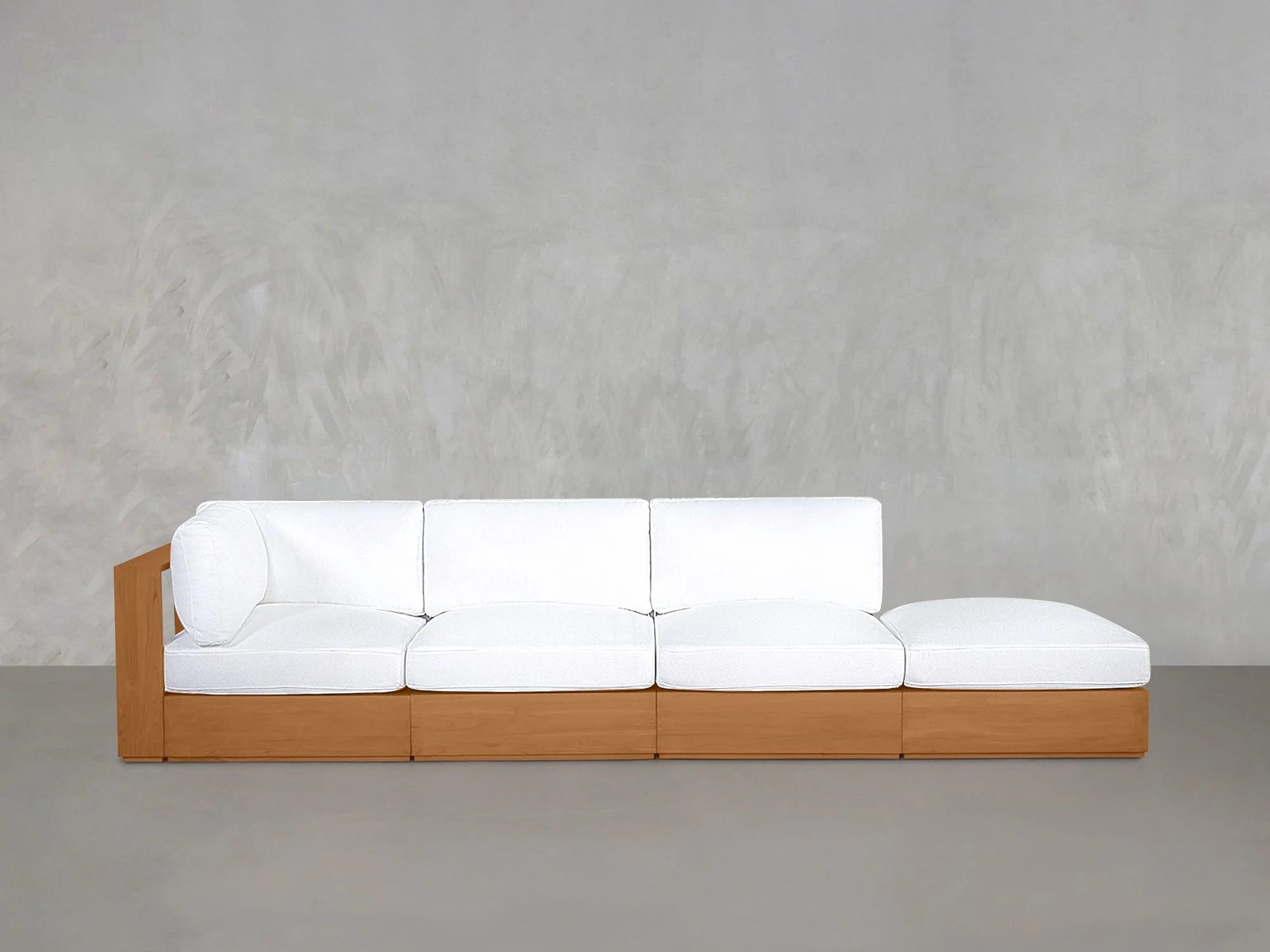 4-Seat Modular Lounger Sofa Teak Outdoor