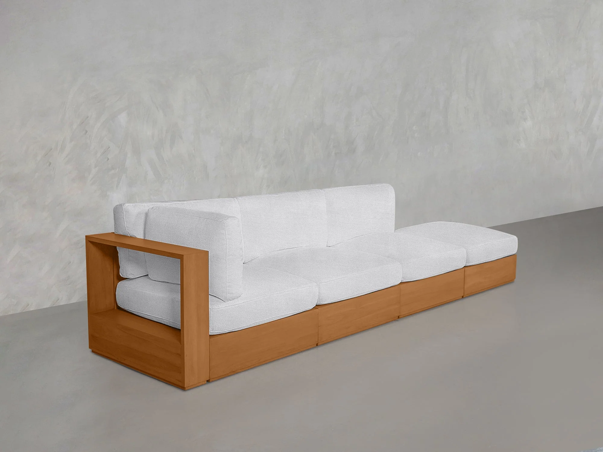 4-Seat Modular Lounger Sofa Teak Outdoor
