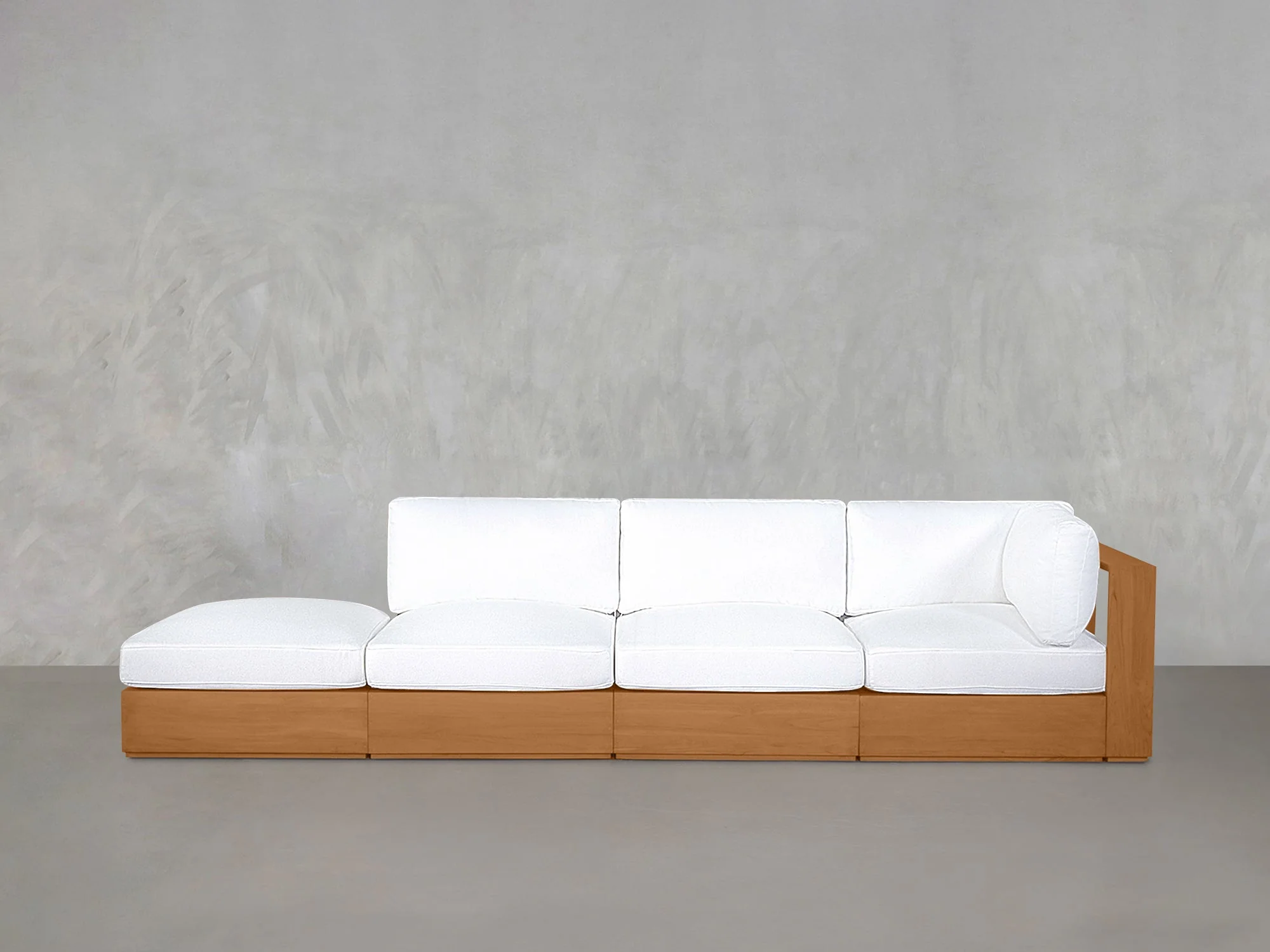 4-Seat Modular Lounger Sofa Teak Outdoor