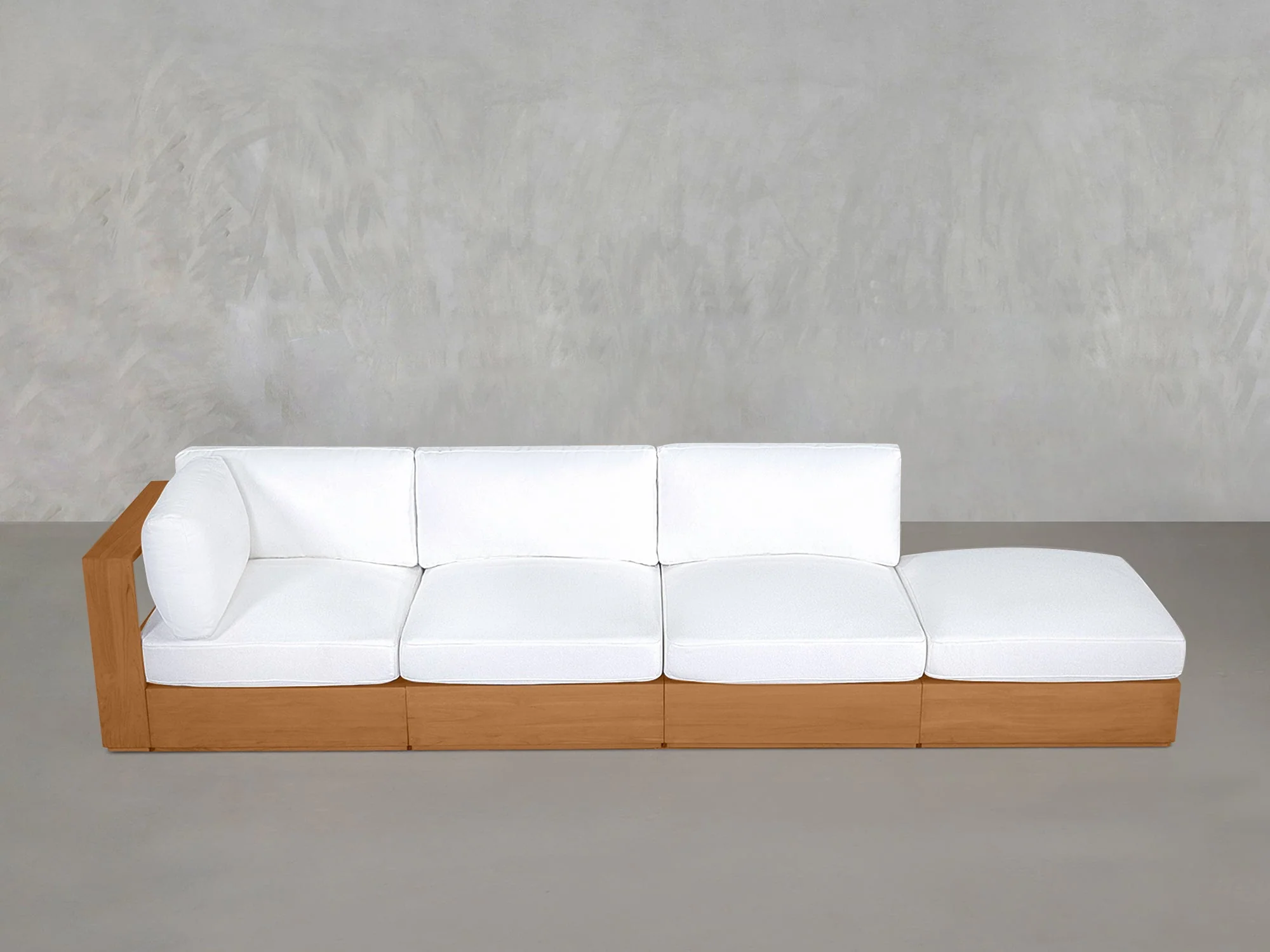 4-Seat Modular Lounger Sofa Teak Outdoor