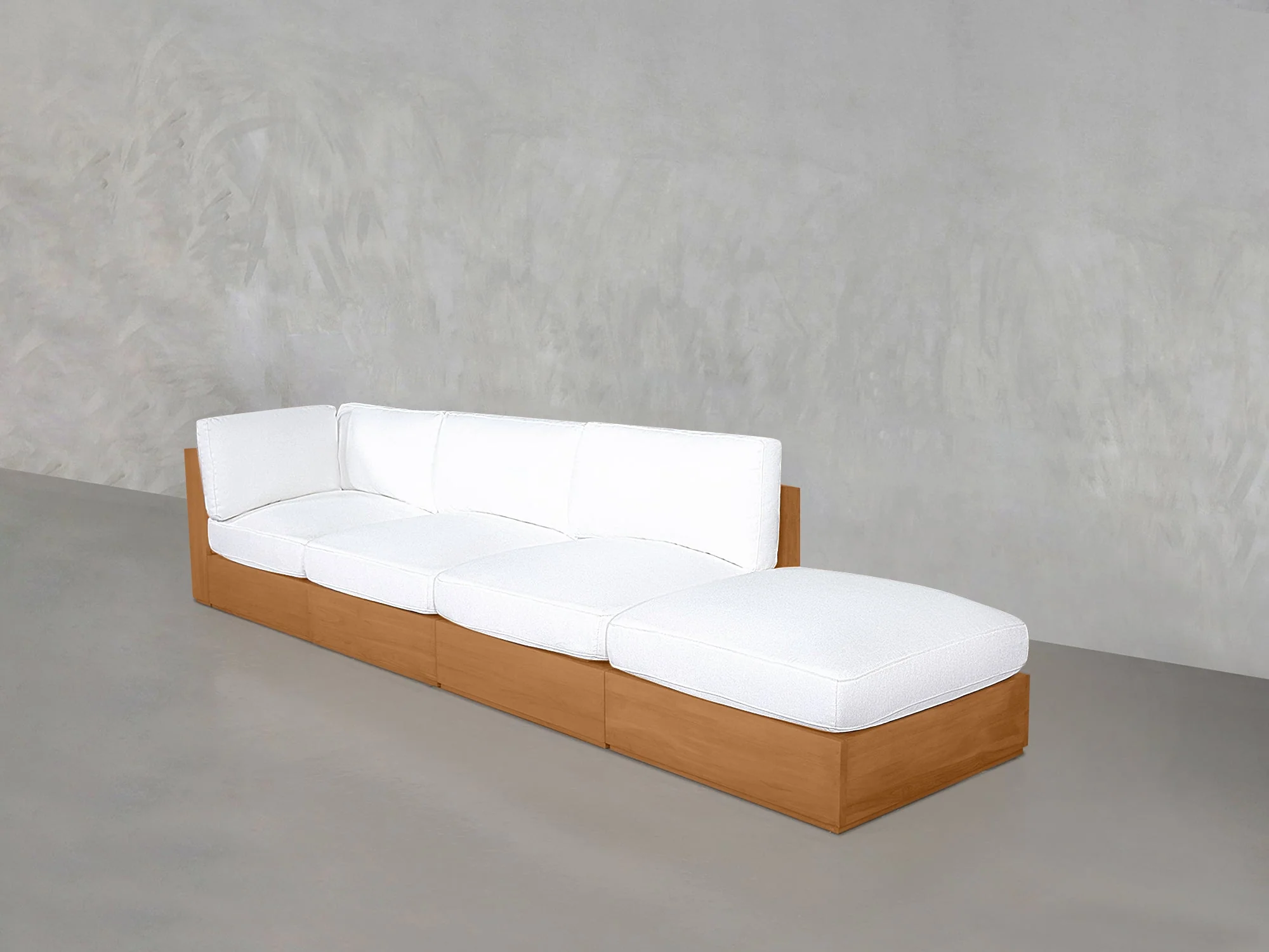 4-Seat Modular Lounger Sofa Teak Outdoor