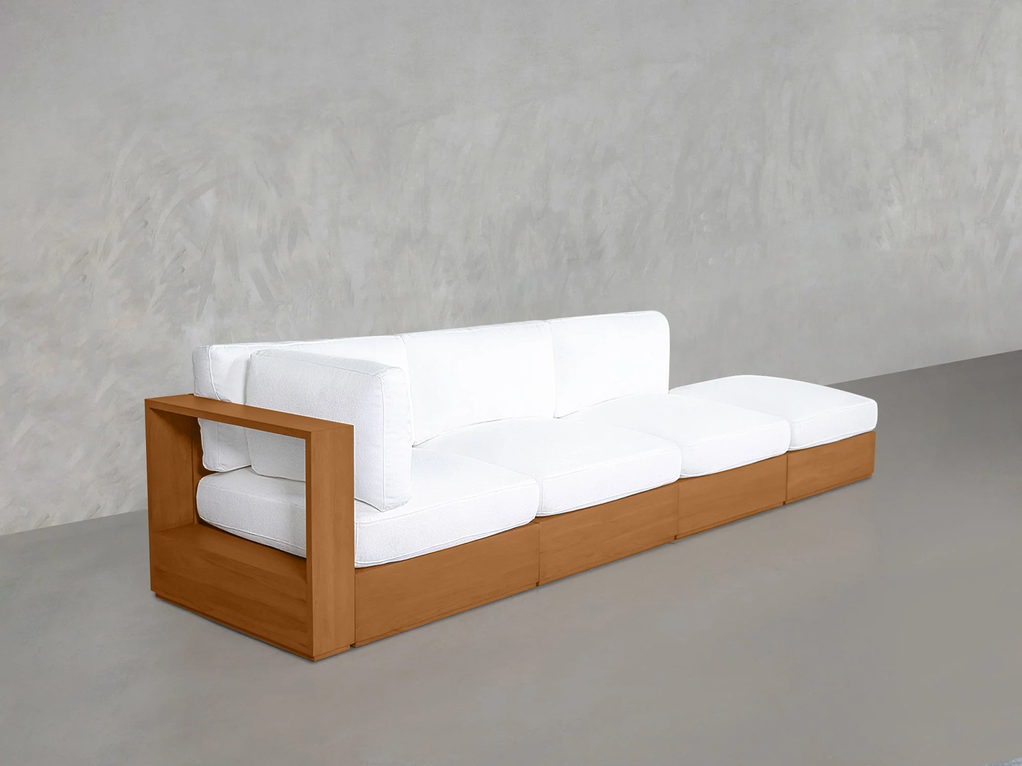4-Seat Modular Lounger Sofa Teak Outdoor