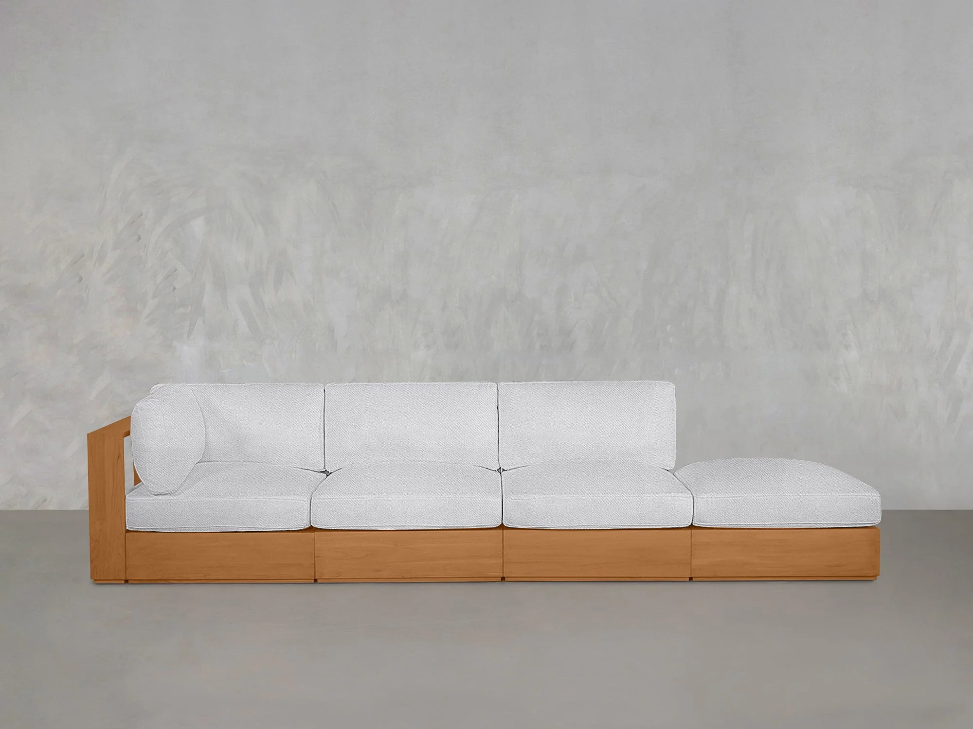 4-Seat Modular Lounger Sofa Teak Outdoor