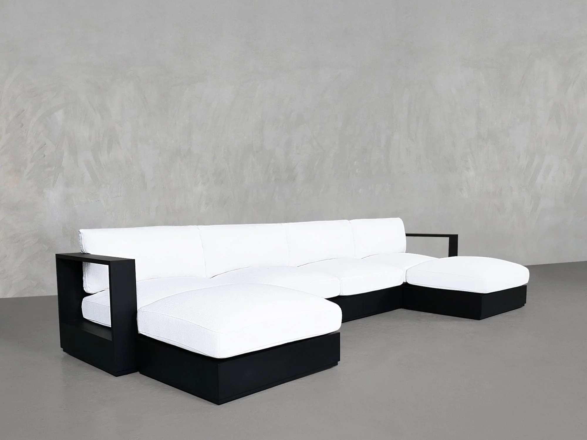 6-Seat Modular Double Chaise Sectional Aluminum Outdoor