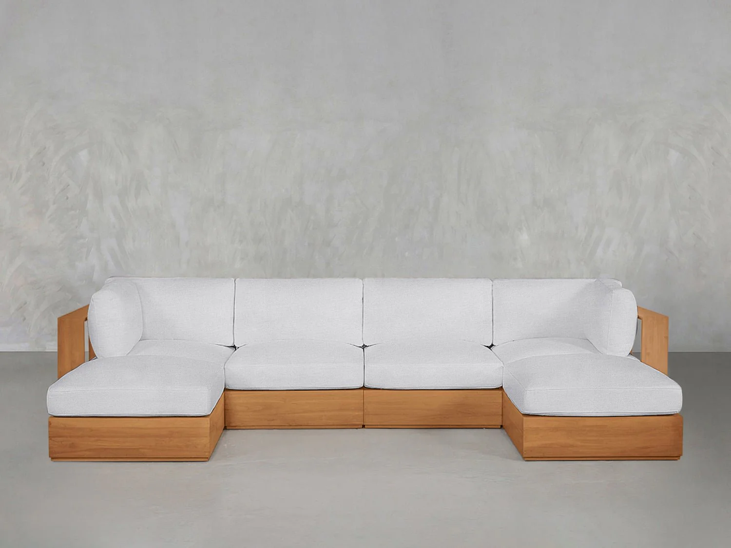 6-Seat Modular Double Chaise Sectional Teak Outdoor