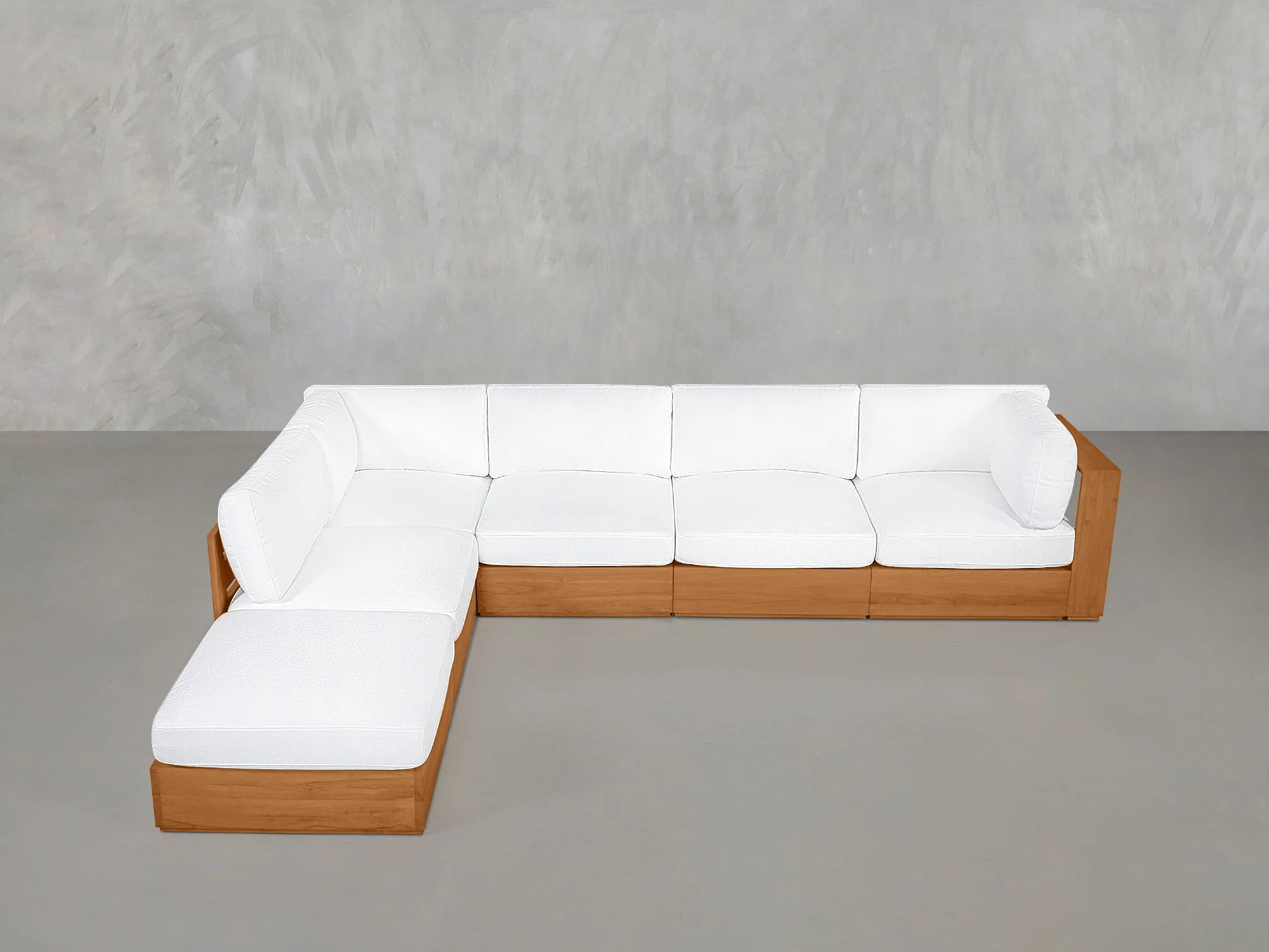 6-Seat Modular Corner Lounger Sectional Teak Outdoor
