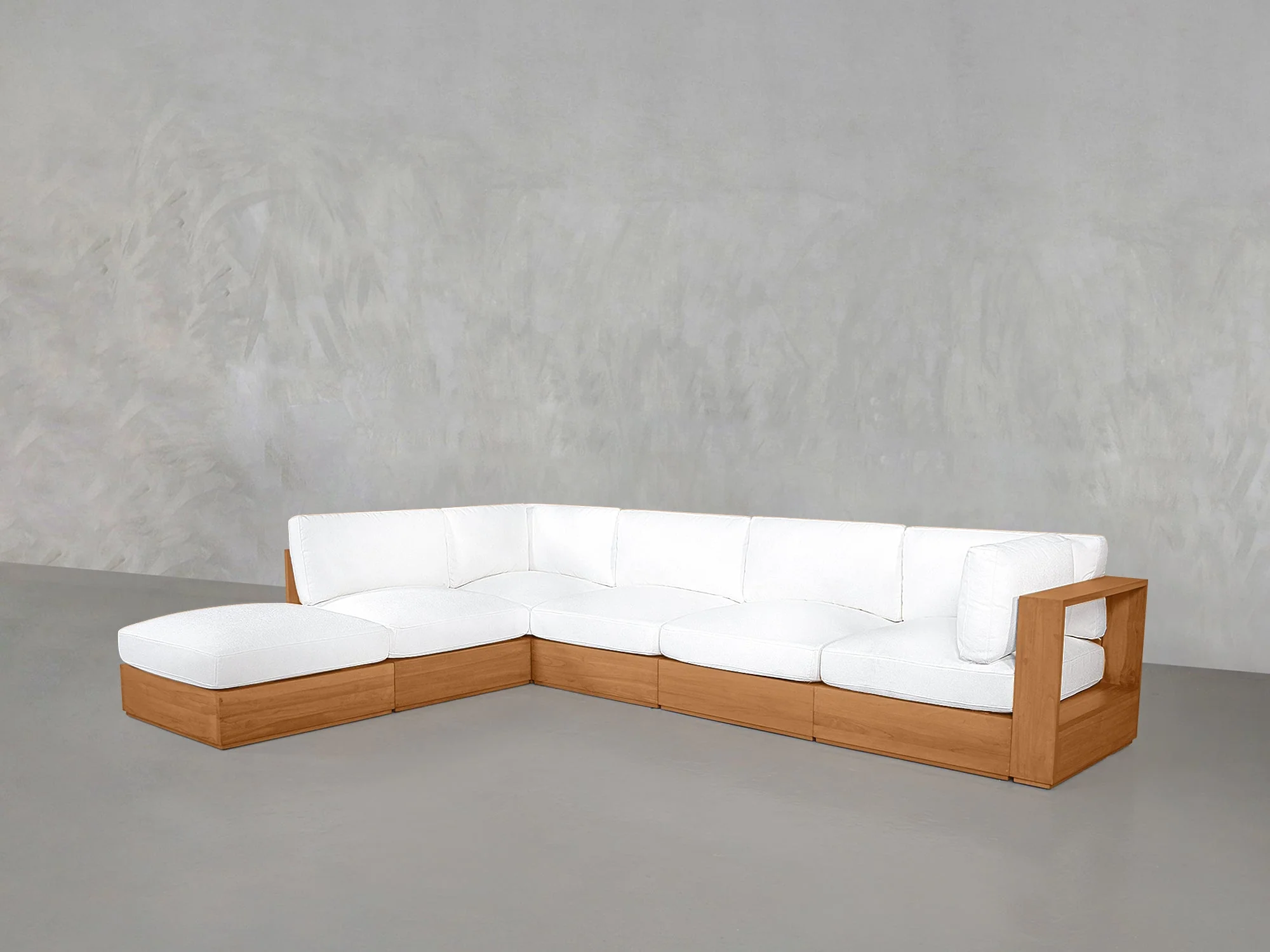 6-Seat Modular Corner Lounger Sectional Teak Outdoor