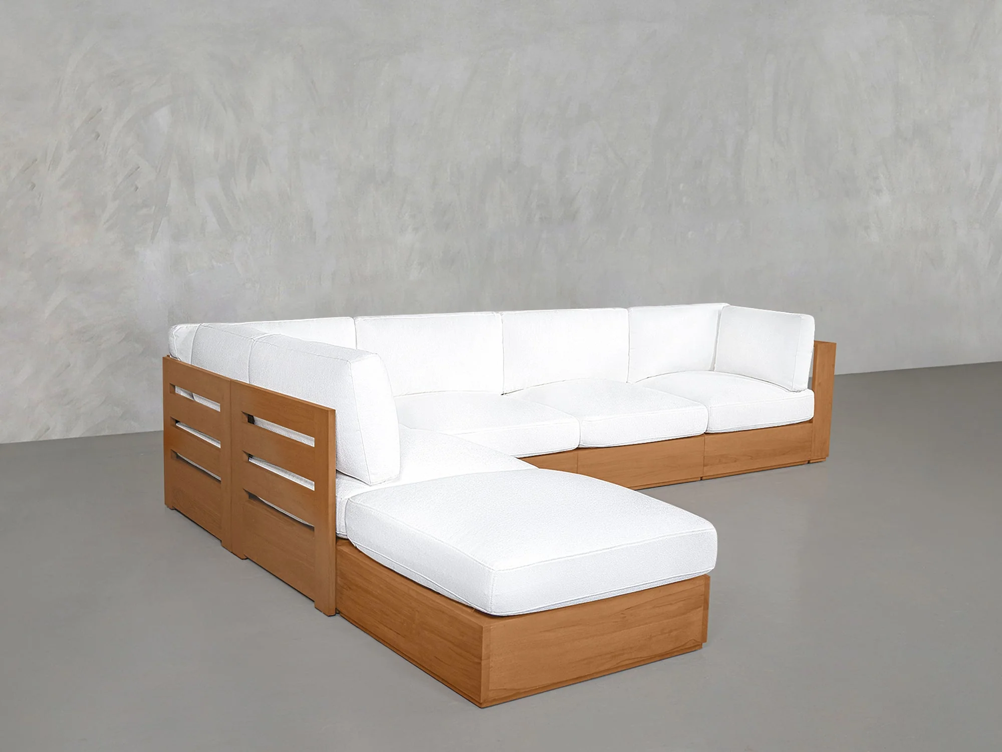 6-Seat Modular Corner Lounger Sectional Teak Outdoor