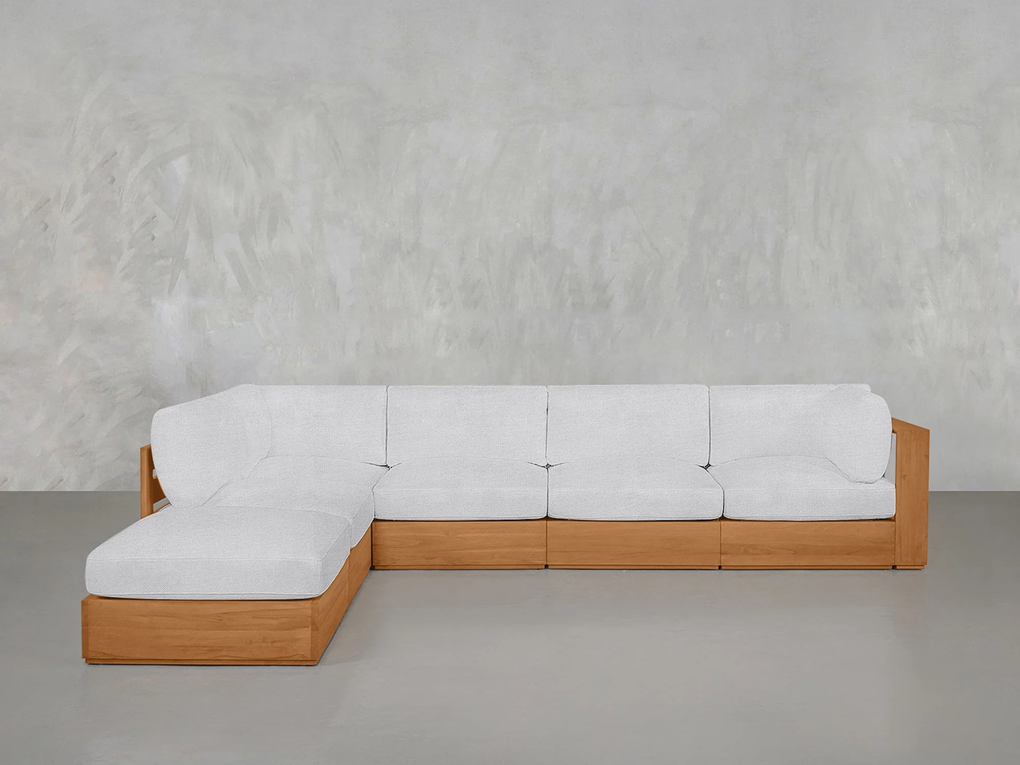6-Seat Modular Corner Lounger Sectional Teak Outdoor