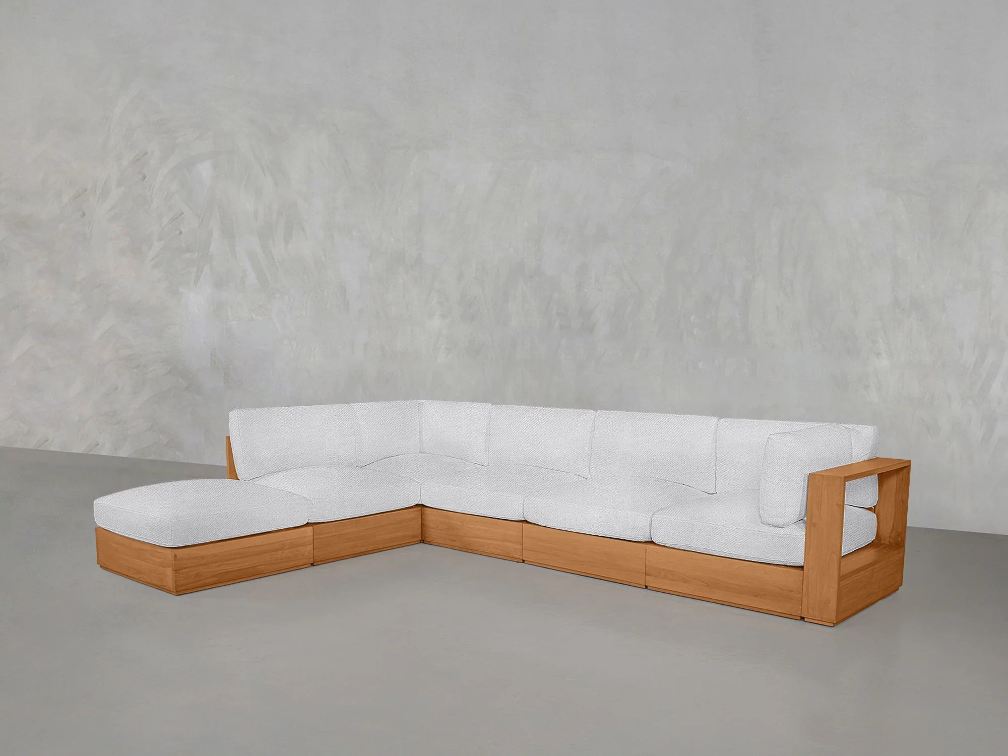 6-Seat Modular Corner Lounger Sectional Teak Outdoor