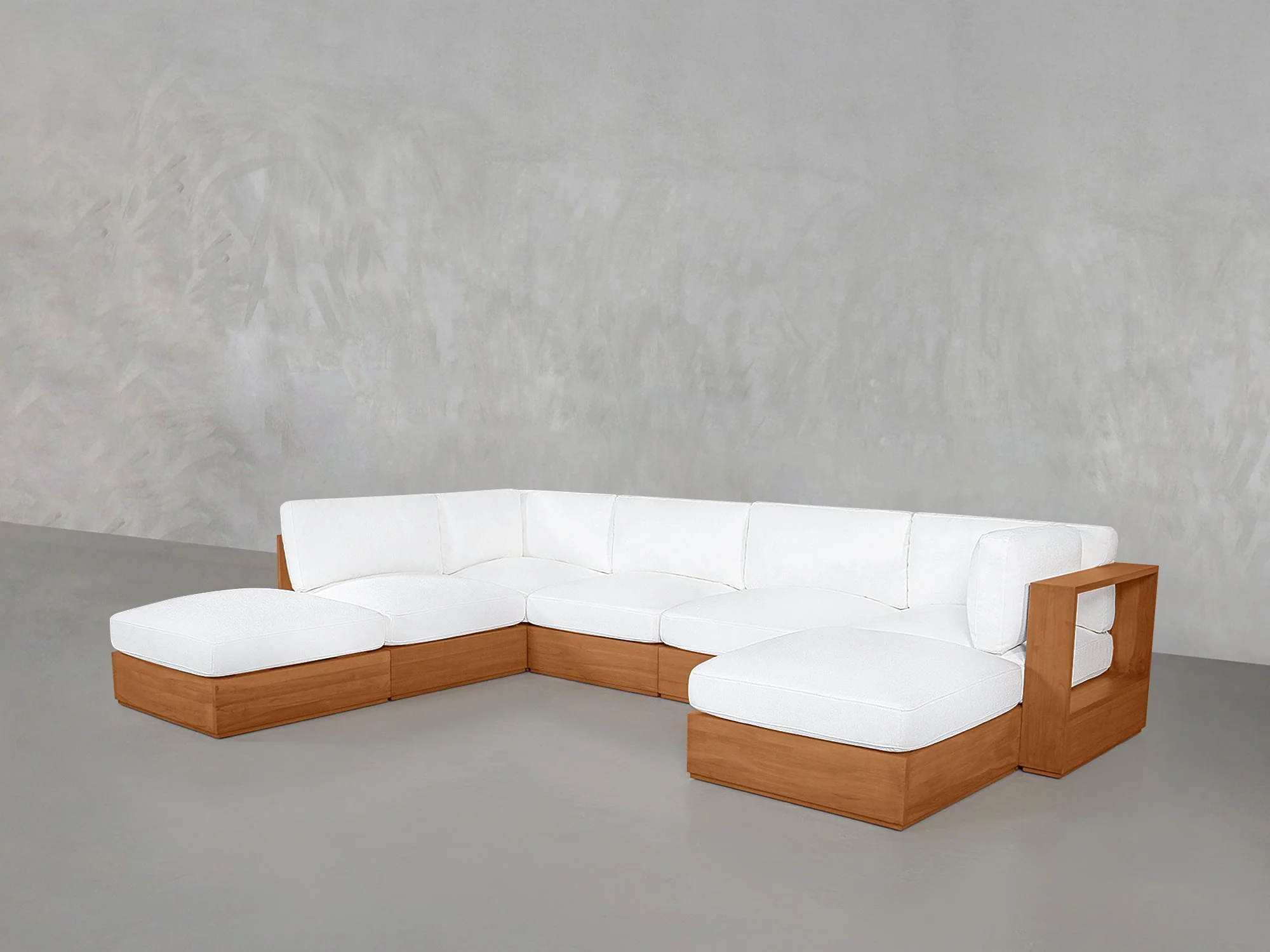 7-Seat Modular Chaise Corner Lounger Sectional Teak Outdoor