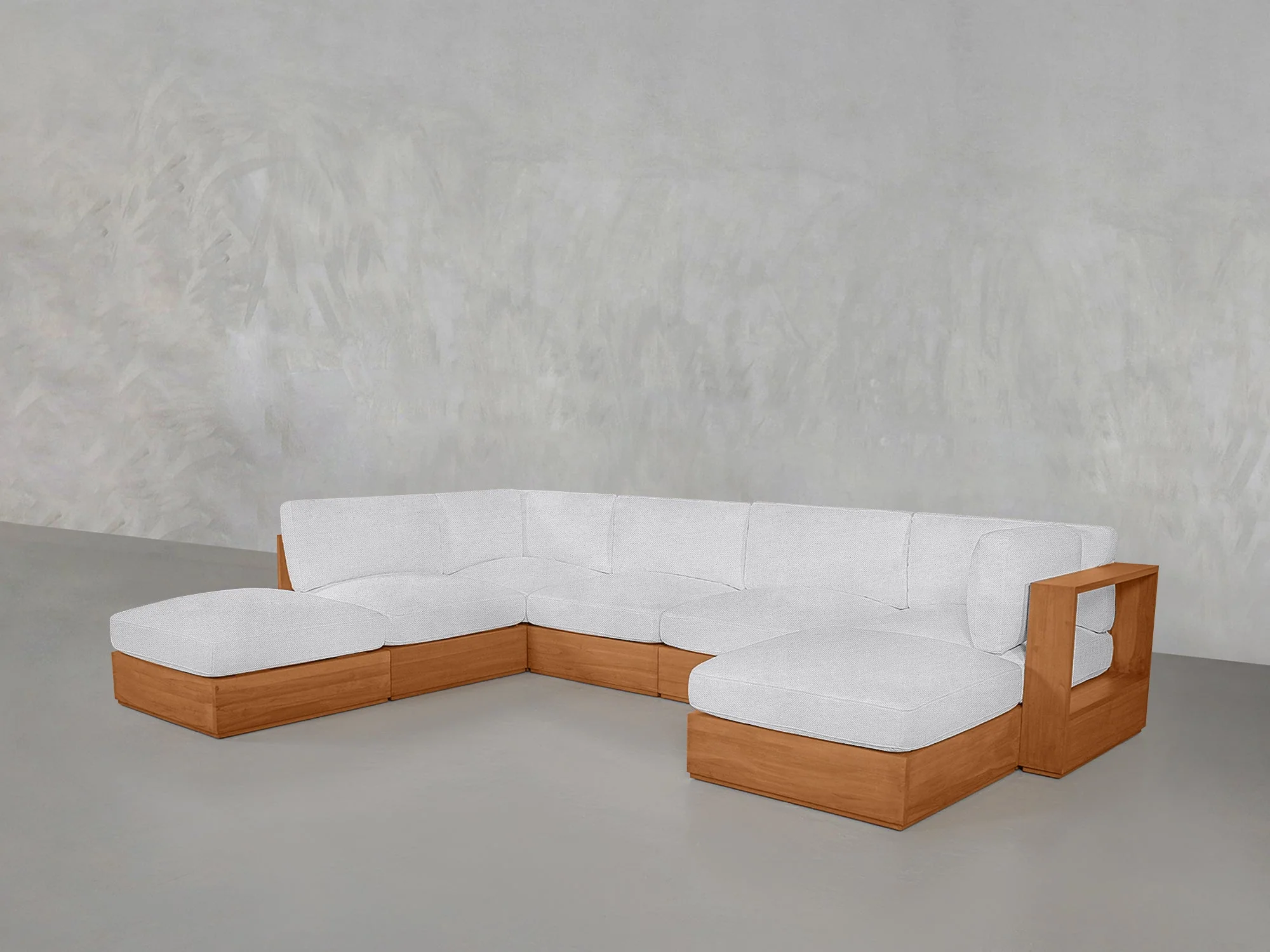 7-Seat Modular Chaise Corner Lounger Sectional Teak Outdoor