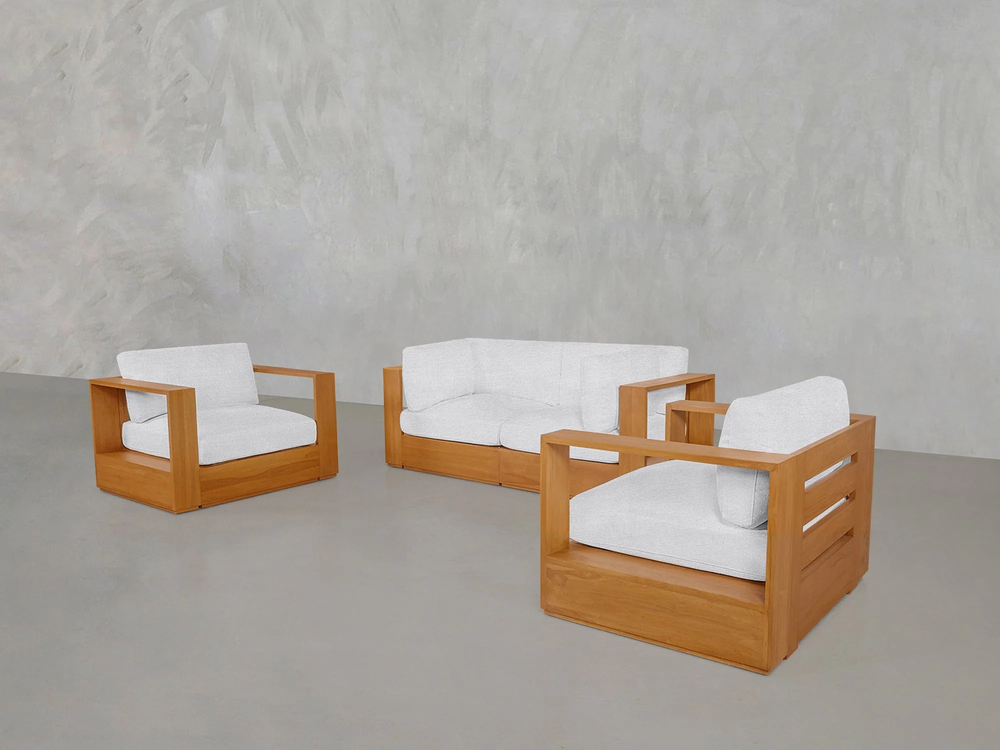 2-1-1 Sofa & Armchair Set Teak Outdoor