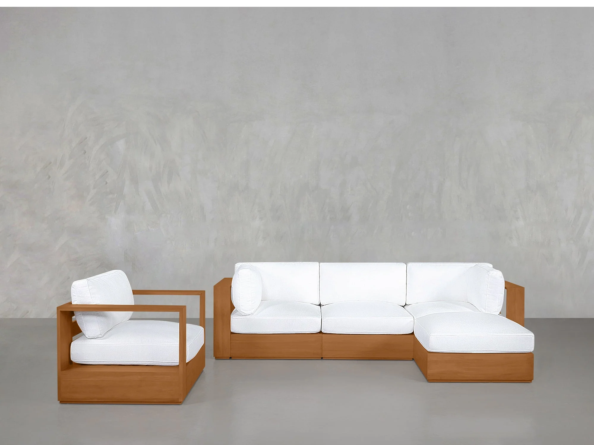 4-1 Sectional & Armchair Set Teak Outdoor