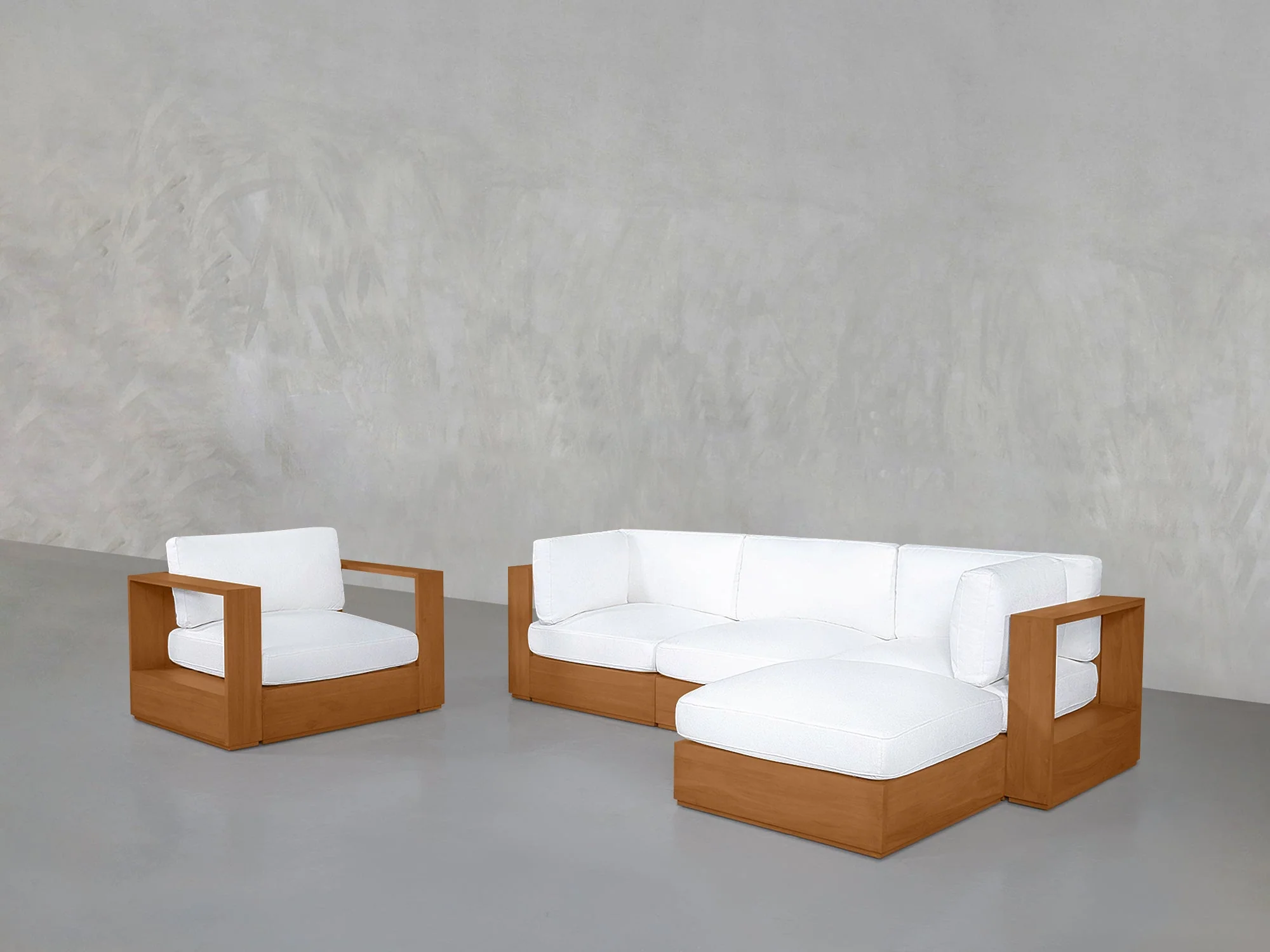 4-1 Sectional & Armchair Set Teak Outdoor