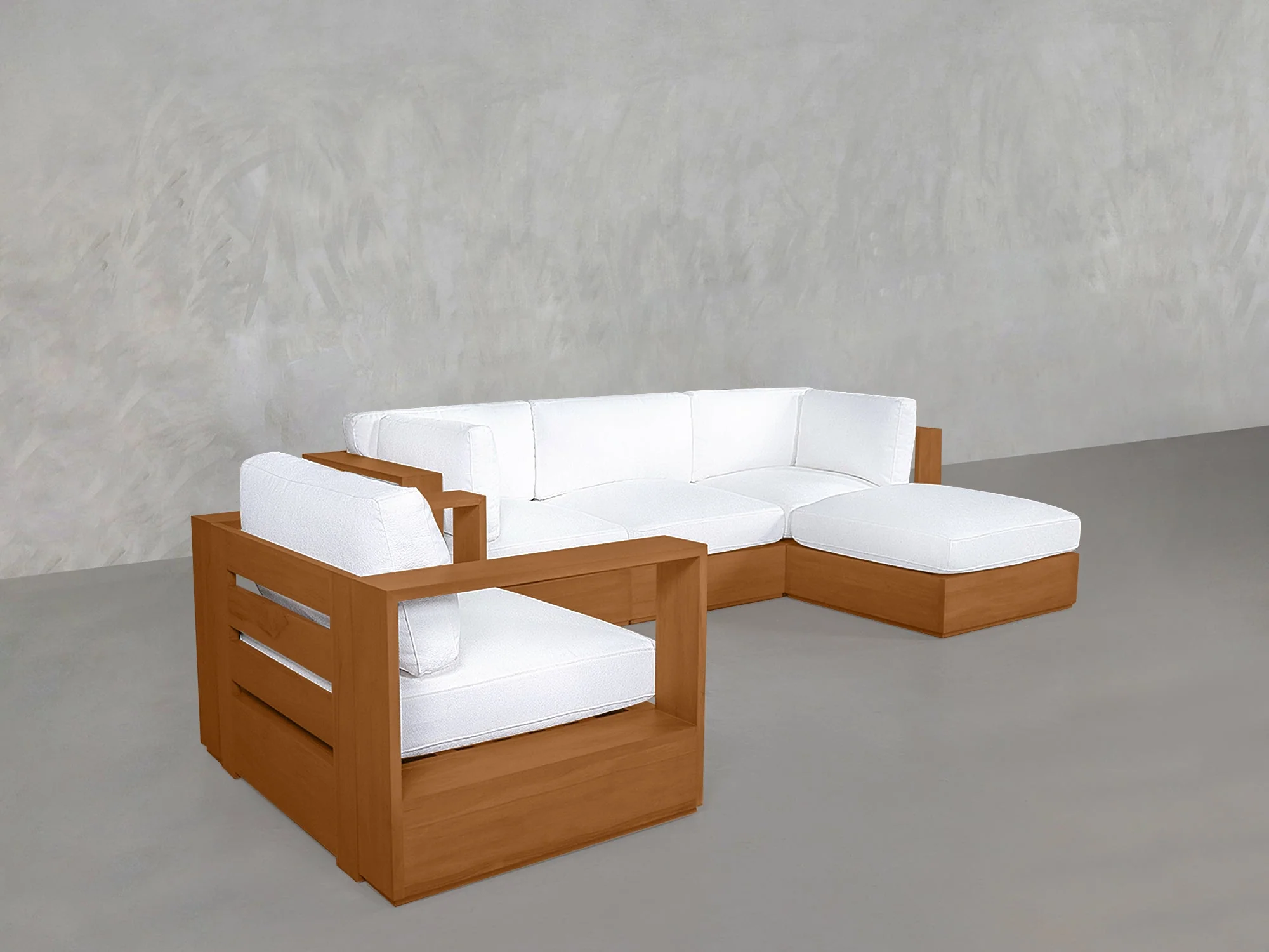 4-1 Sectional & Armchair Set Teak Outdoor