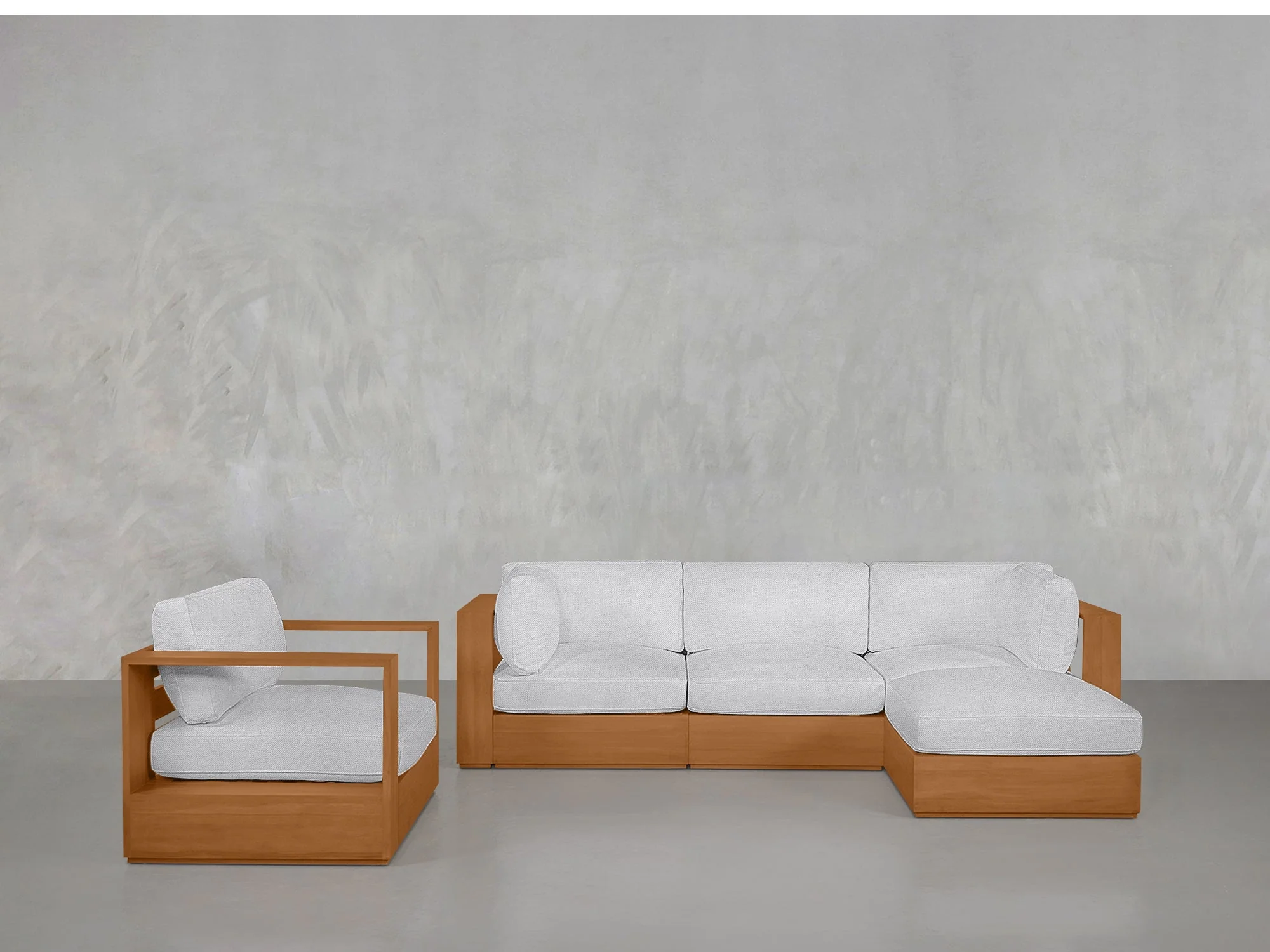 4-1 Sectional & Armchair Set Teak Outdoor