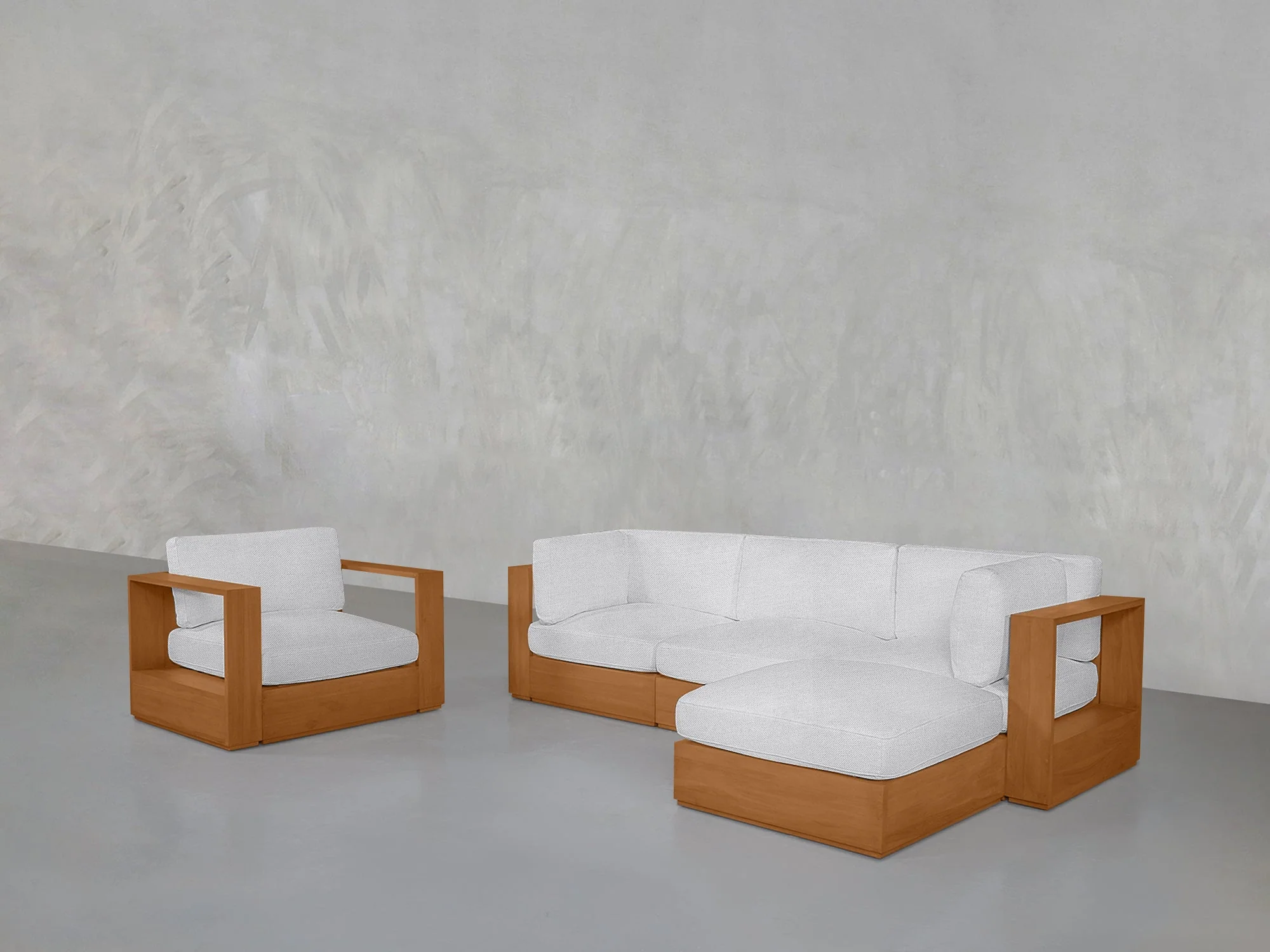 4-1 Sectional & Armchair Set Teak Outdoor