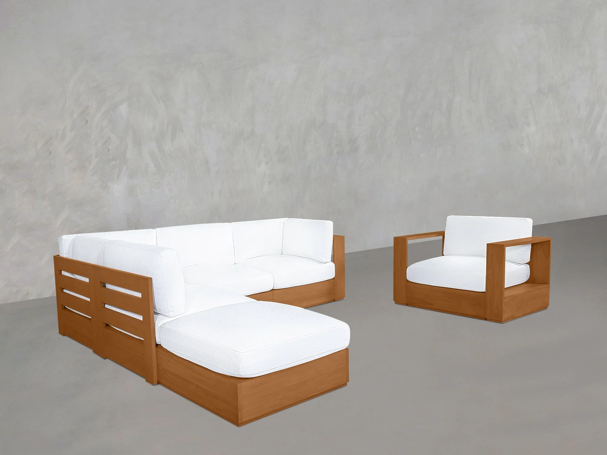 5-1 Sectional & Armchair Set Teak Outdoor