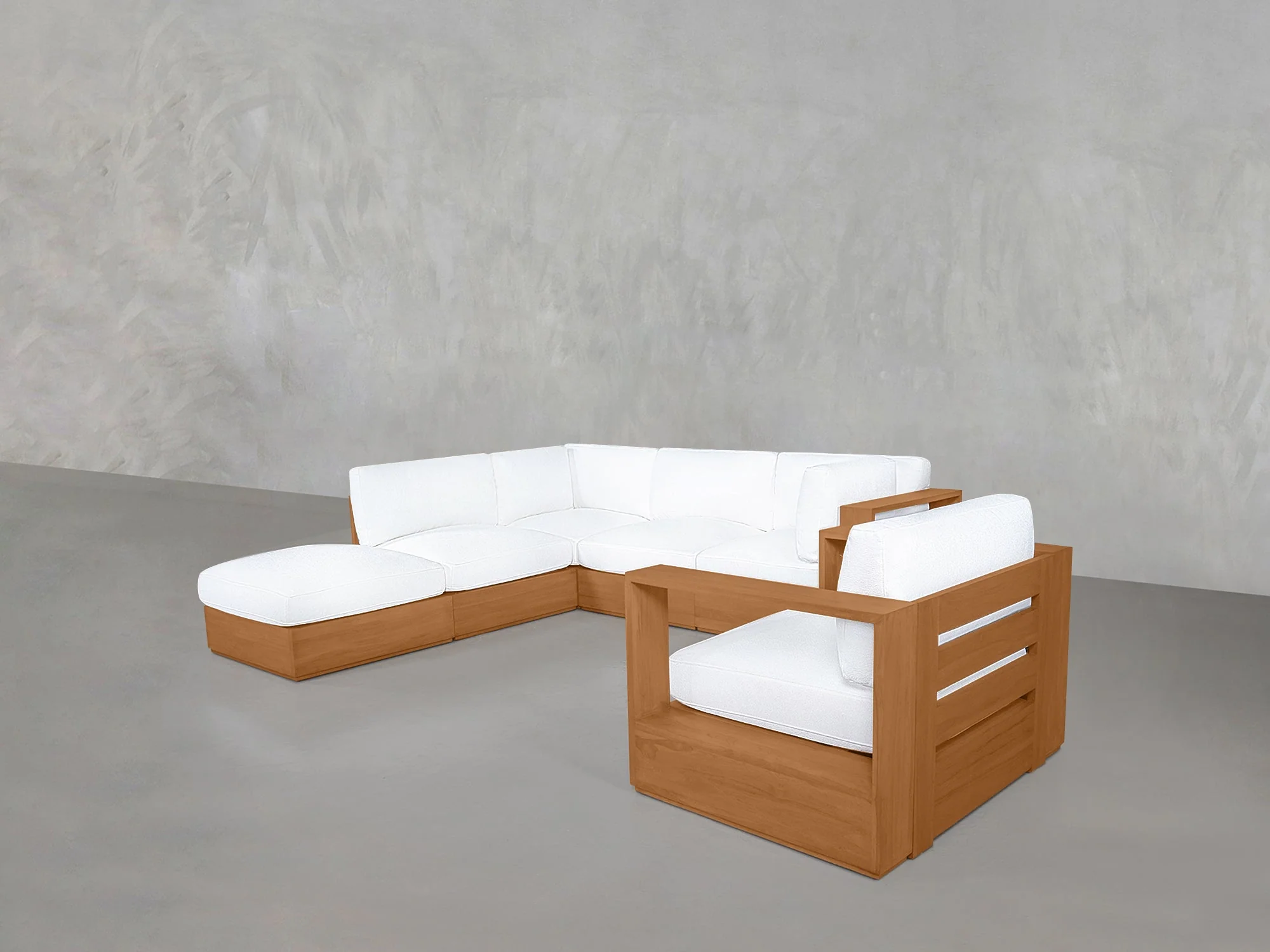 5-1 Sectional & Armchair Set Teak Outdoor