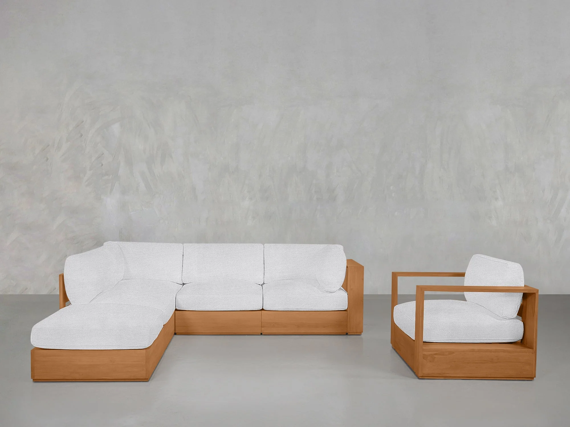 5-1 Sectional & Armchair Set Teak Outdoor