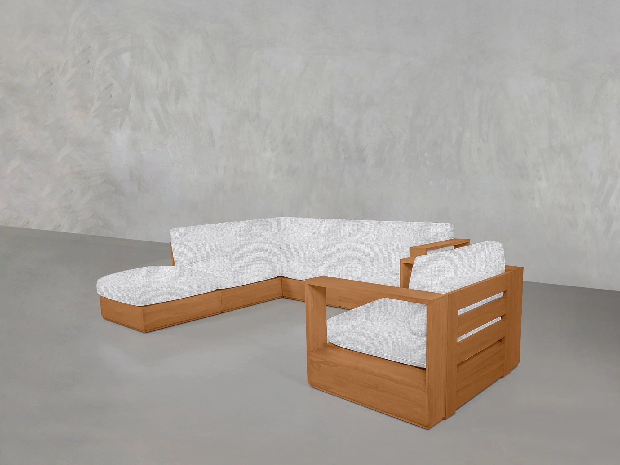 5-1 Sectional & Armchair Set Teak Outdoor
