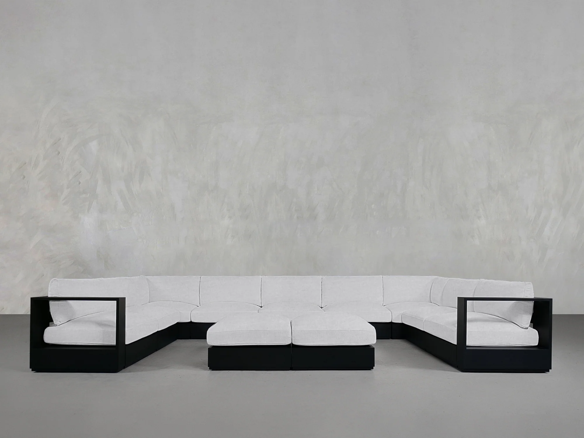 9-Seat Modular U-Sectional with Double Ottoman Aluminum Outdoor