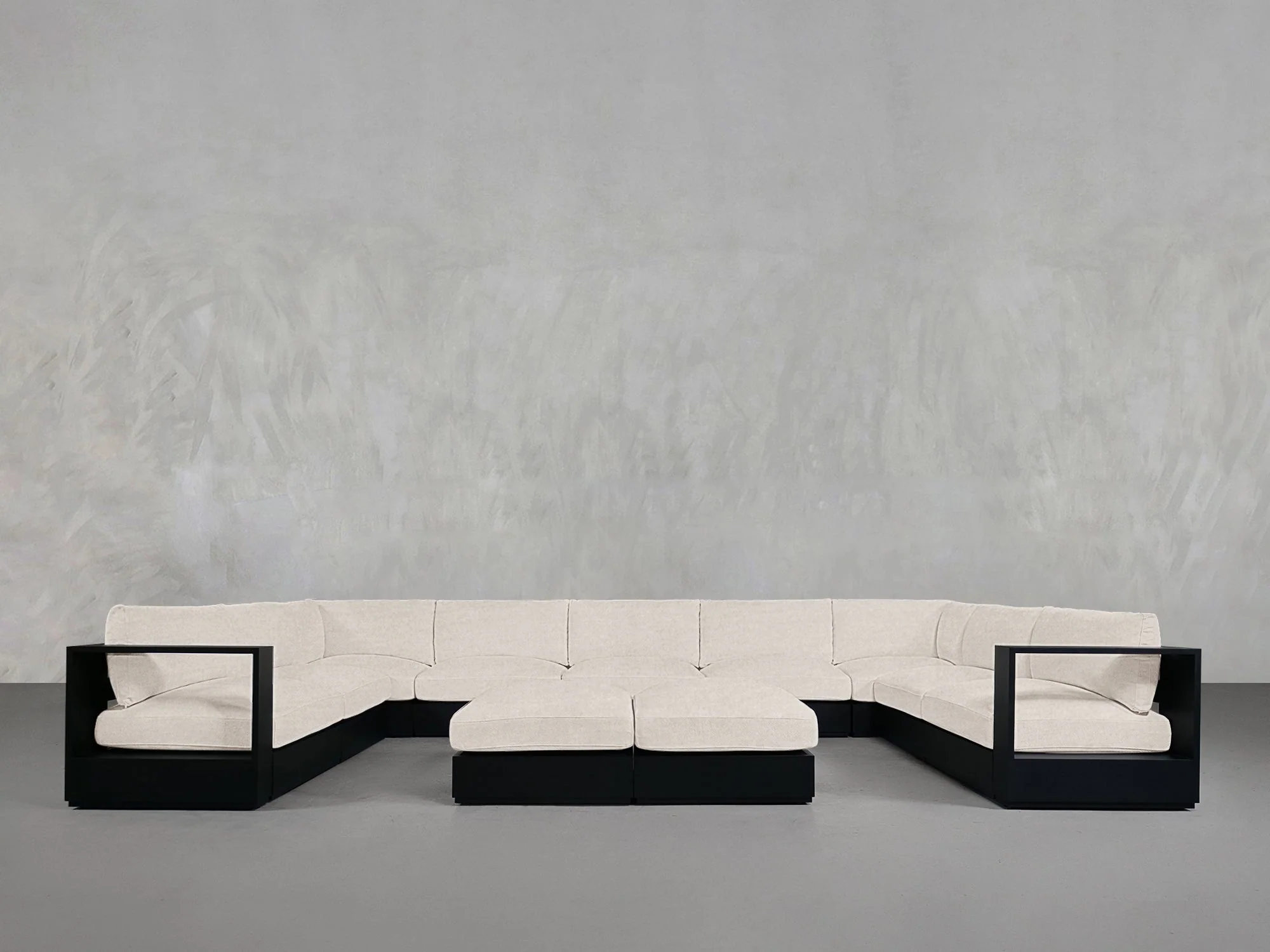 9-Seat Modular U-Sectional with Double Ottoman Aluminum Outdoor