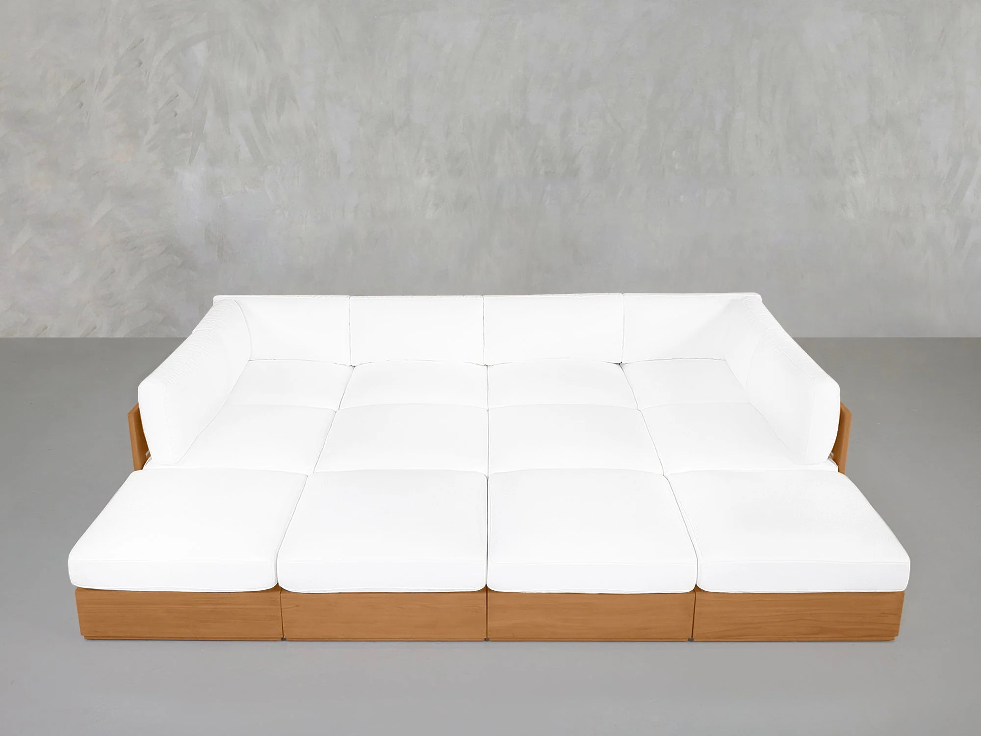 12-Seat Deep Modular Daybed Teak Outdoor